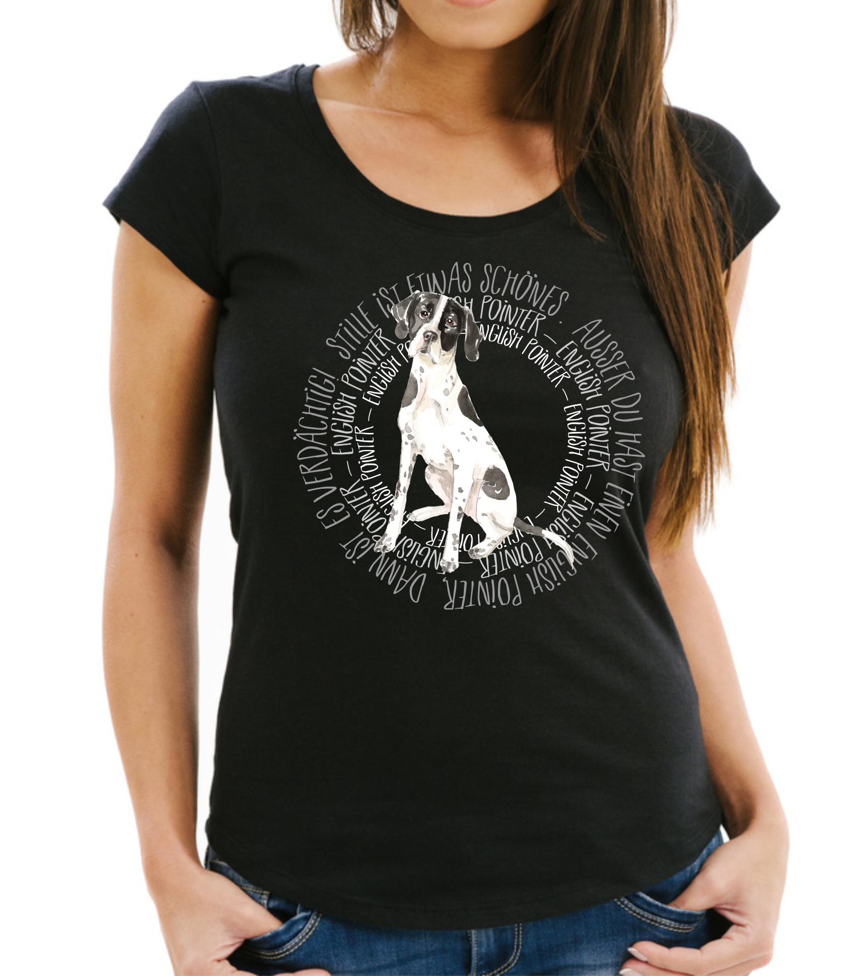 ENGLISH POINTER DAMEN T-SHIRT CIRCLE Watercolor by SIVIWONDER