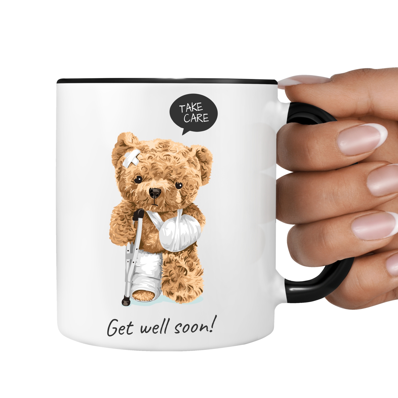Teddy Take care Get well soon krank Tasse Kaffeebecher Kaffee Gesundheit