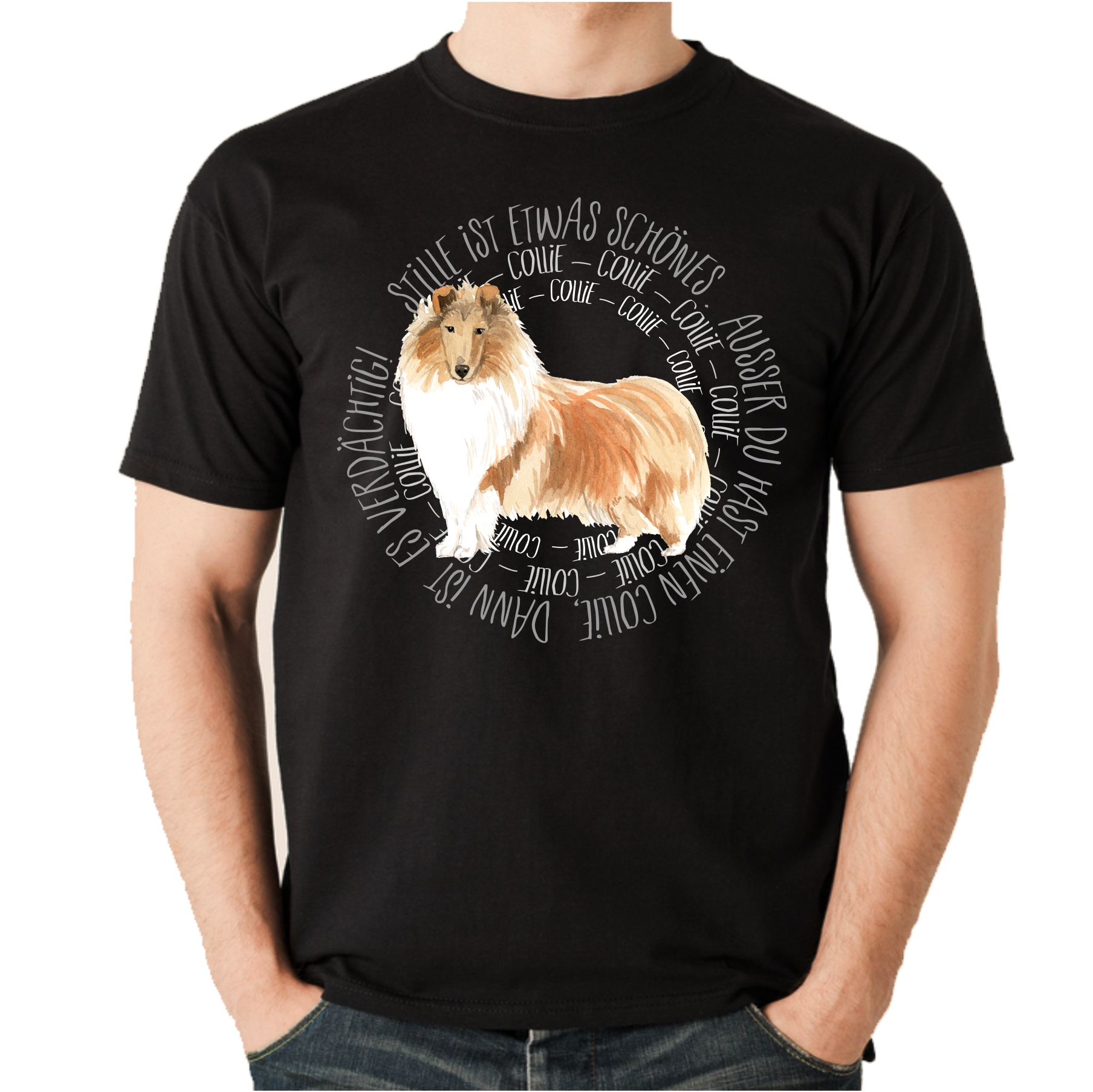 COLLIE UNISEX T-SHIRT CIRCLE Watercolor by SIVIWONDER