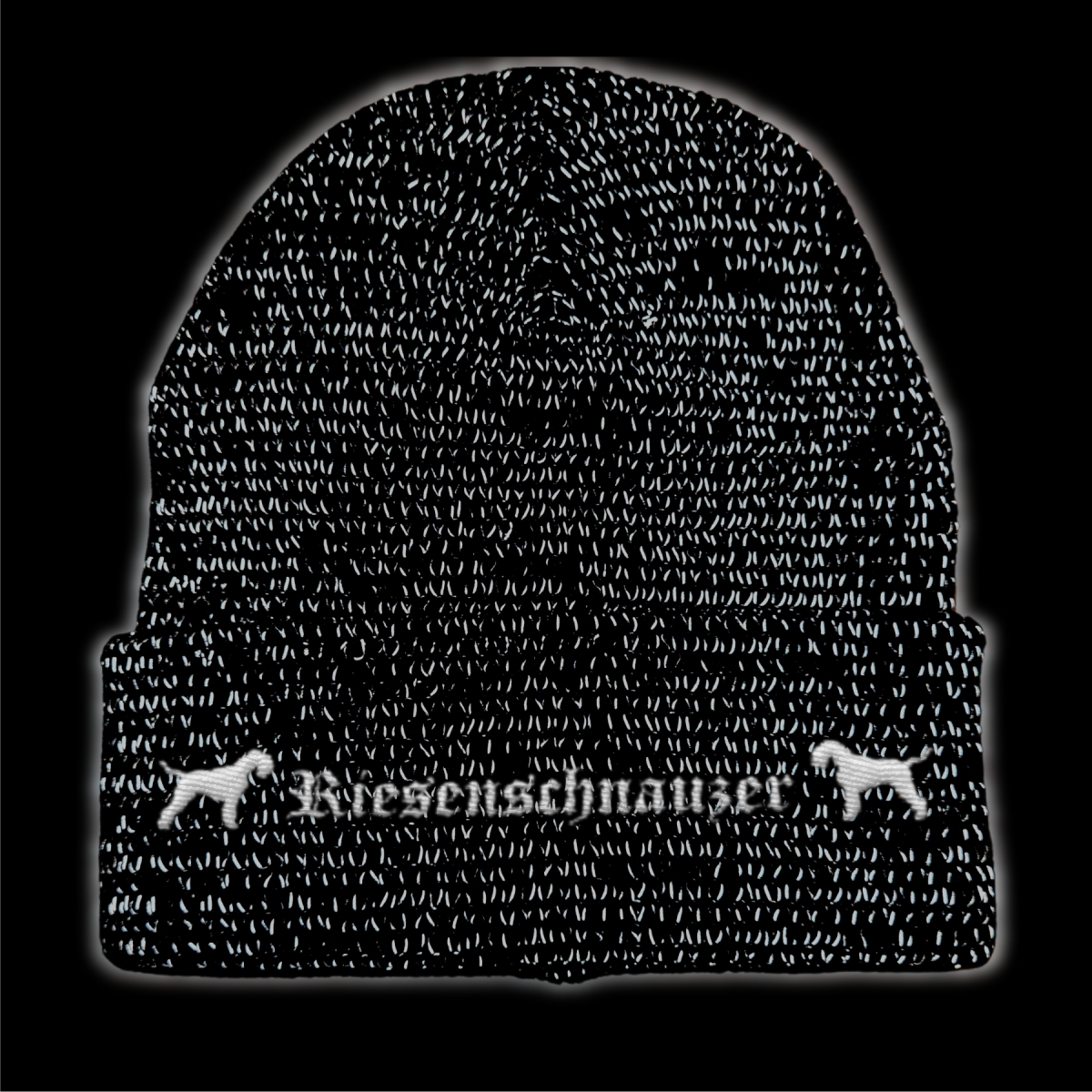Bad Riesenschnauzer reflektierende Mütze Stickerei Hund Winter Strickmütze reflex Beanie warm