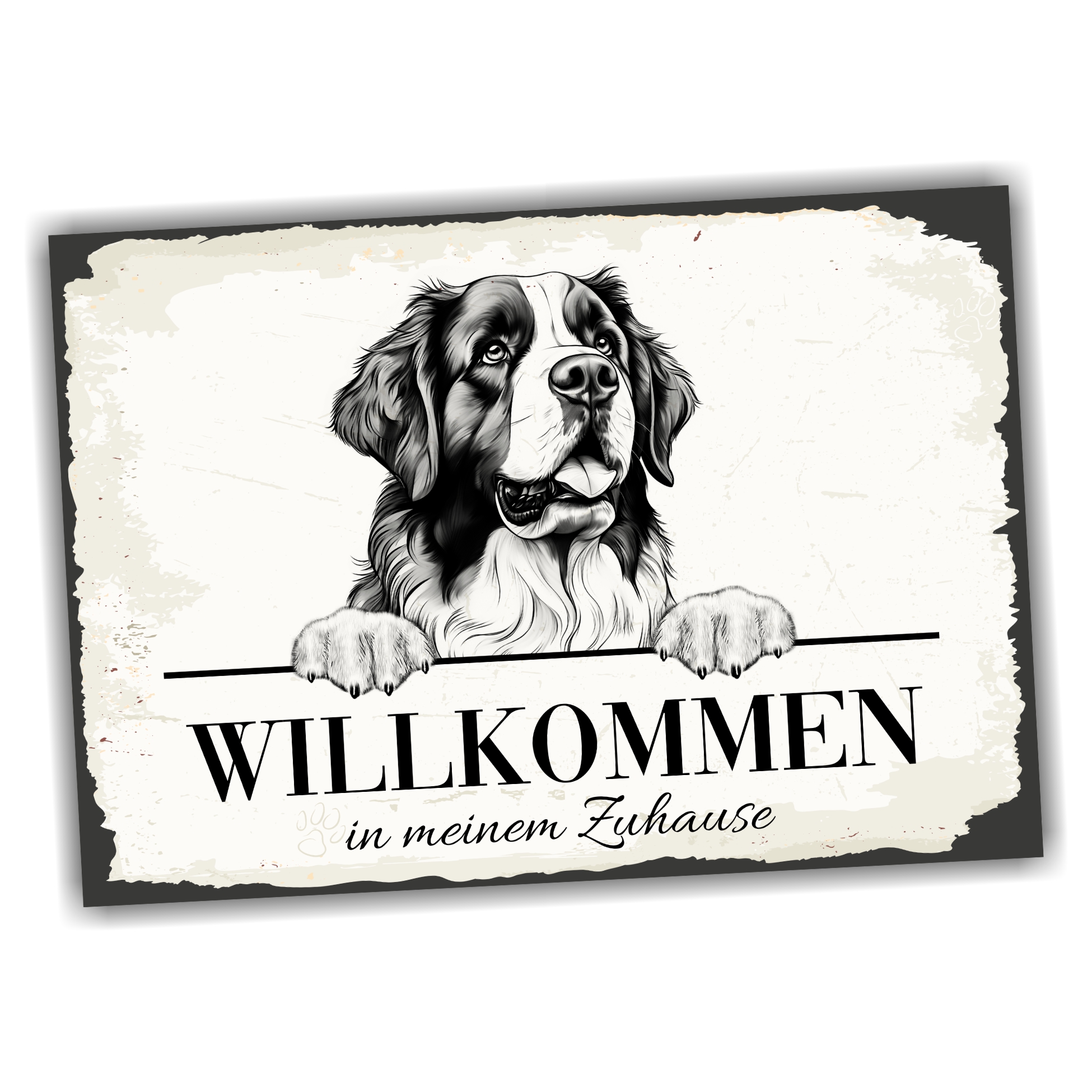 Hundeschild Willkommen Zuhause Bernhardiner  Schild Achtung