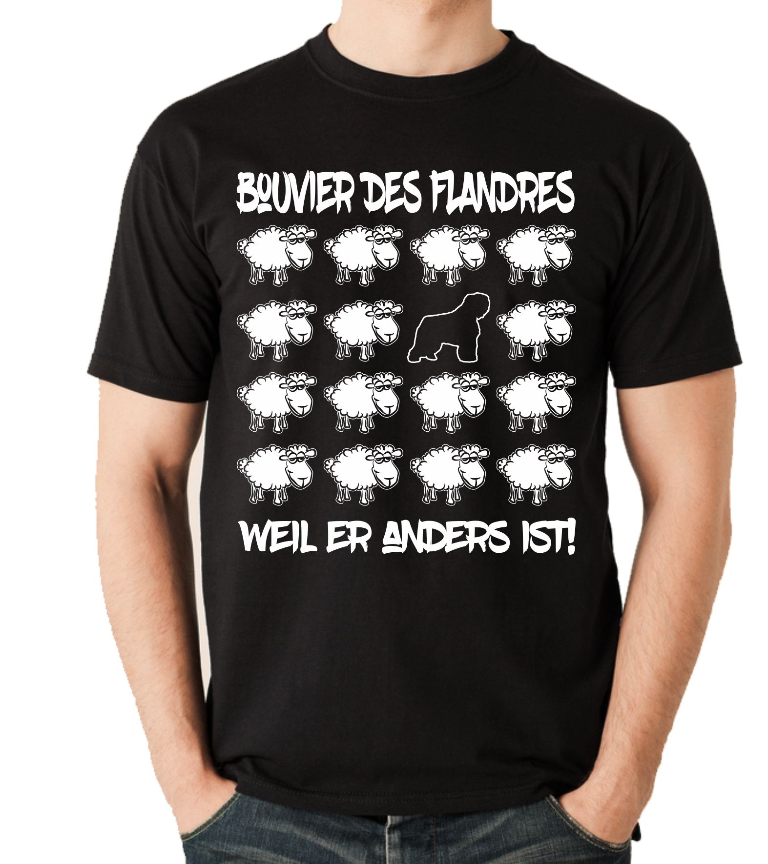 BOUVIER DES FLANDRES UNISEX T-SHIRT BLACK SHEEP by SIVIWONDER