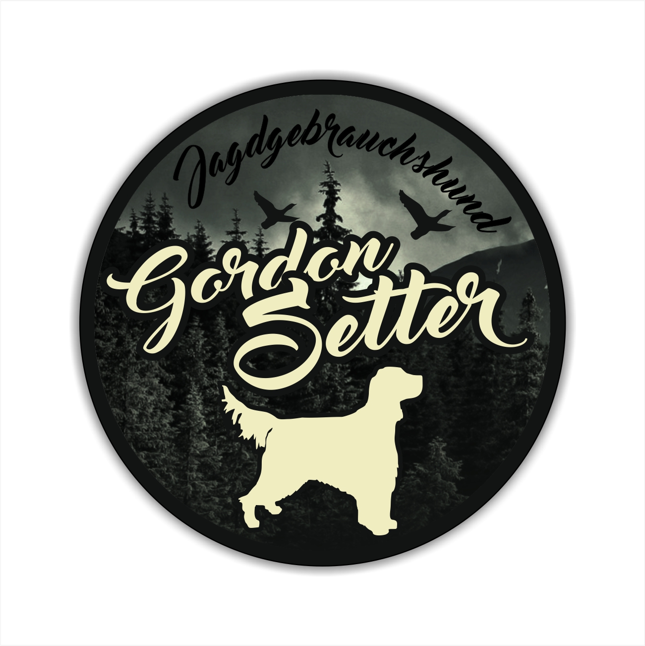 Gordon Setter Black Setter Schottischer Setter   Jäger Jagdhund Aufkleber Digitaldruck Motiv