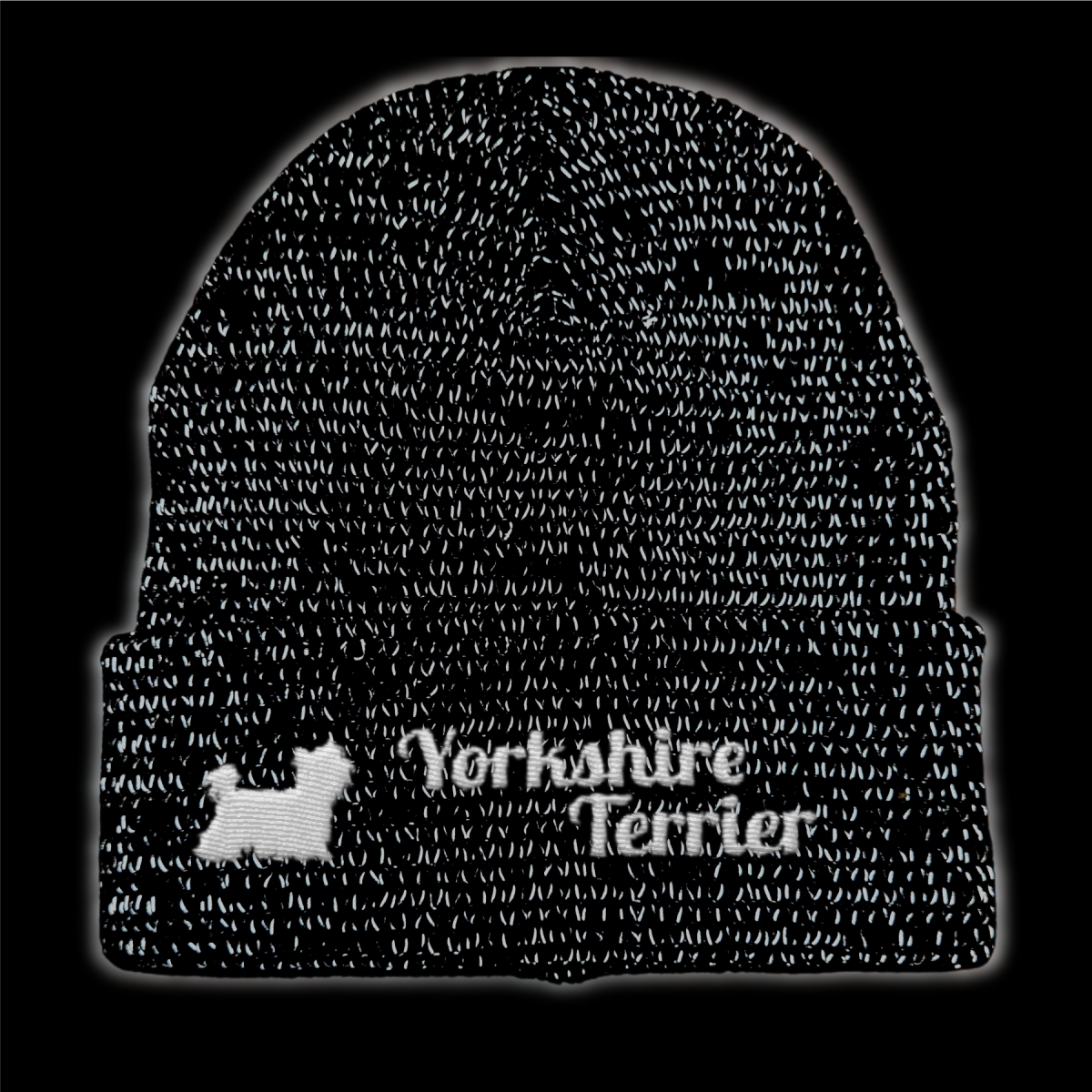 Yorkshire Terrier reflektierende Mütze Stickerei Hund Winter Strickmütze reflex Beanie warm kalt