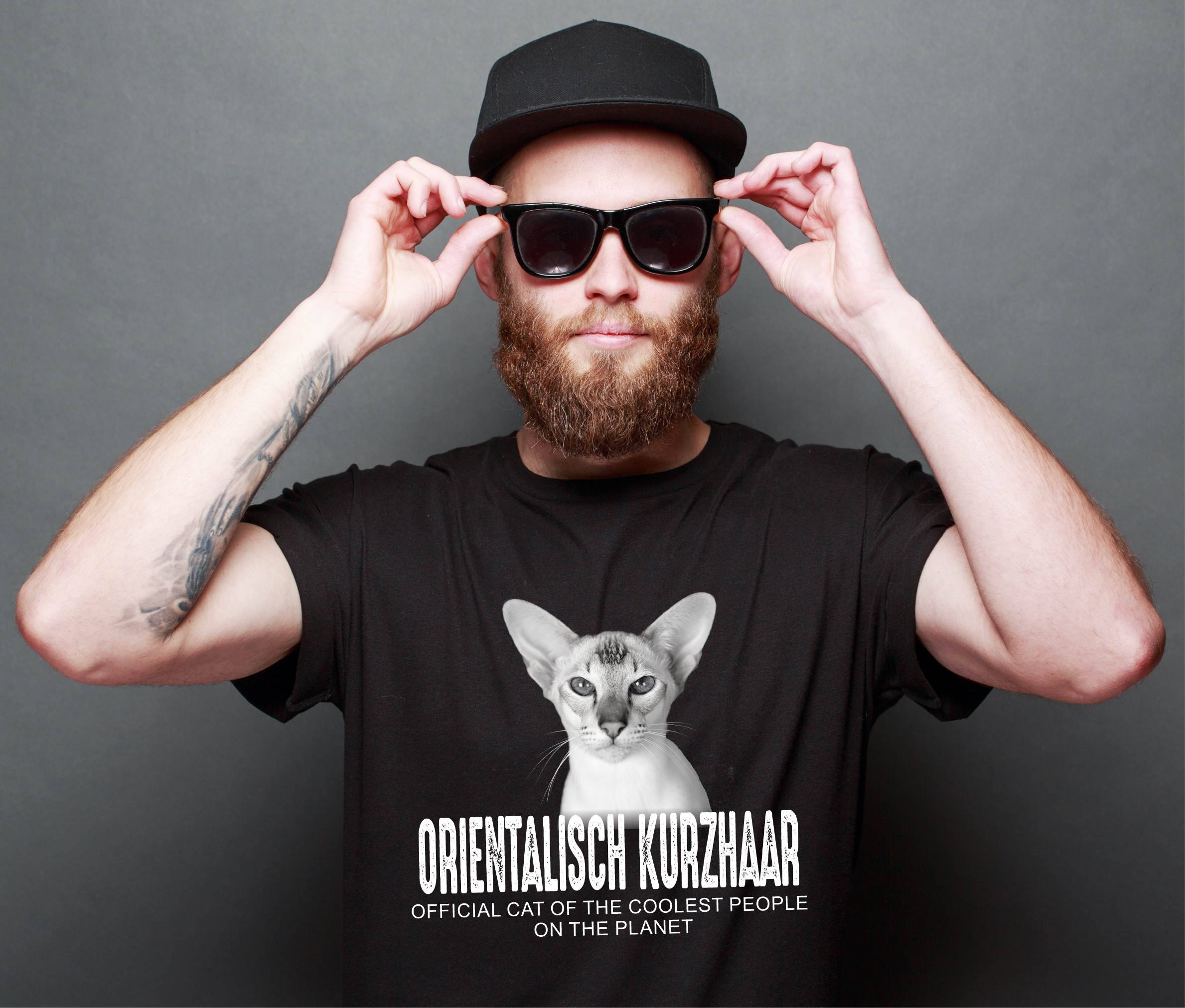 Orientalische Kurzhaar OKH Katze Official Cool  Katze Cat Unisex Shirt Katzenmotiv T-Shir