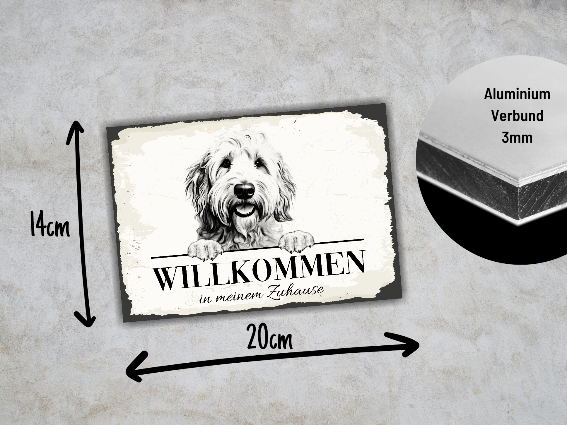 Hundeschild Willkommen Zuhause Labradoodle  Doodle Schild