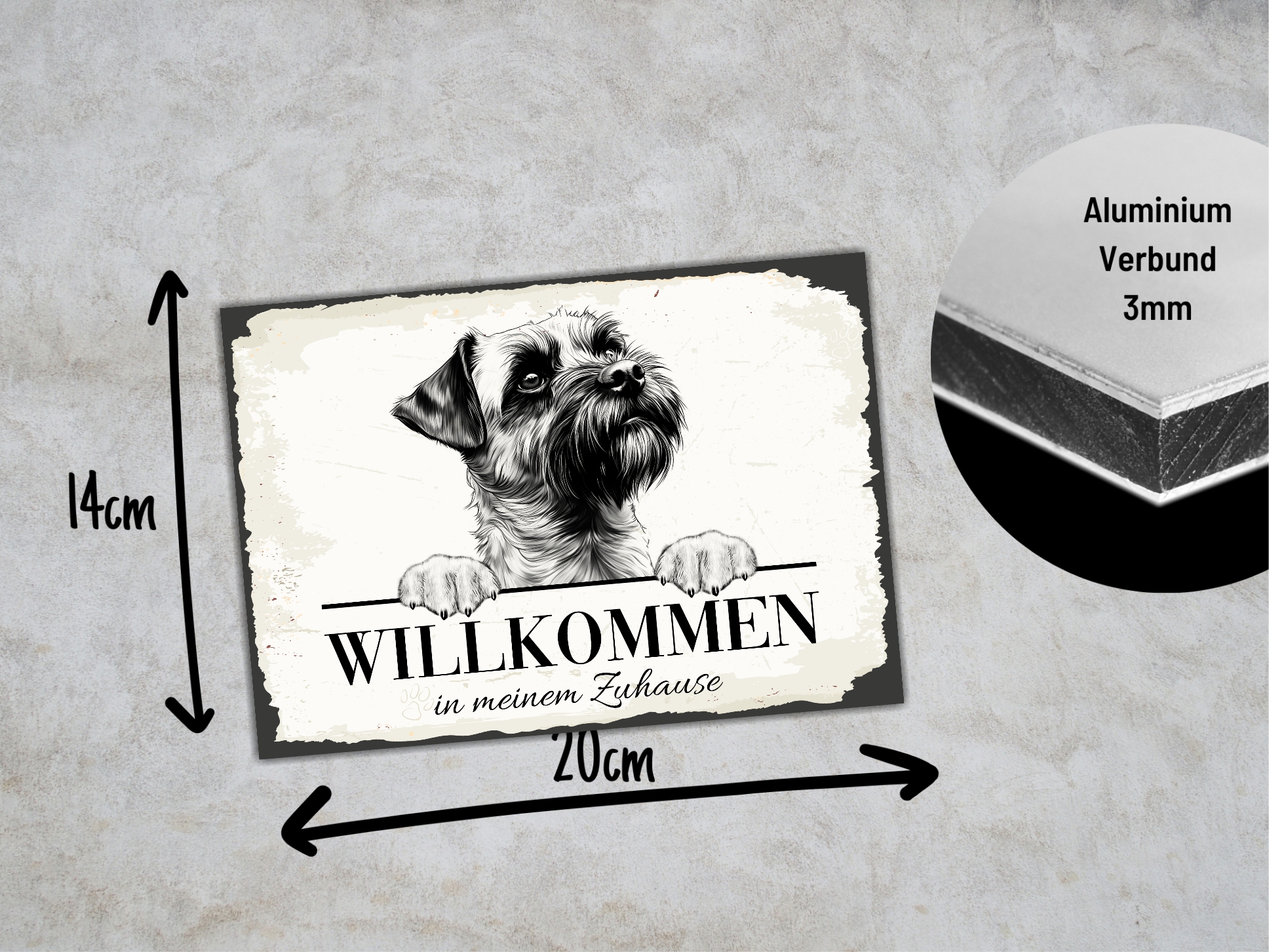 Hundeschild Willkommen Zuhause Border Terrier Schild Achtung Spruch Türschild Hundeschild