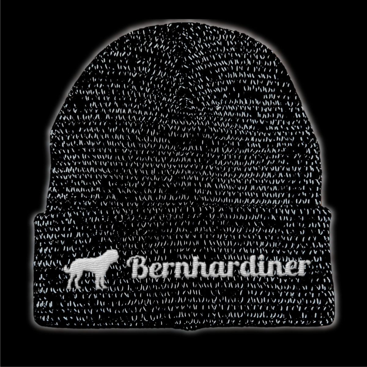 Bernhardiner reflektierende Mütze Stickerei Hund Winter Strickmütze reflex Beanie warm