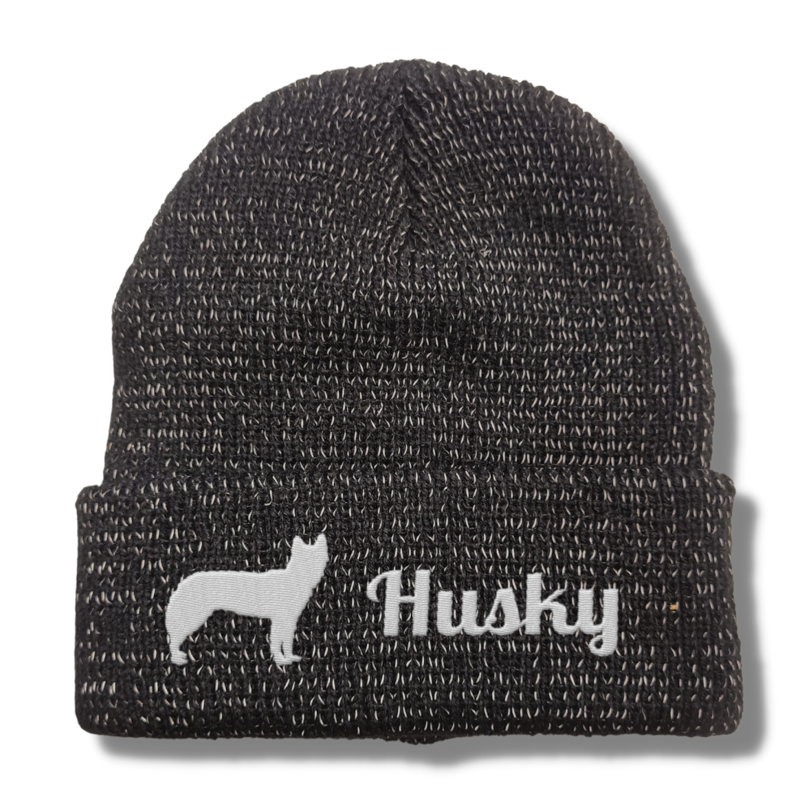 Husky reflektierende Mütze Stickerei Hund Winter Strickmütze reflex Beanie warm