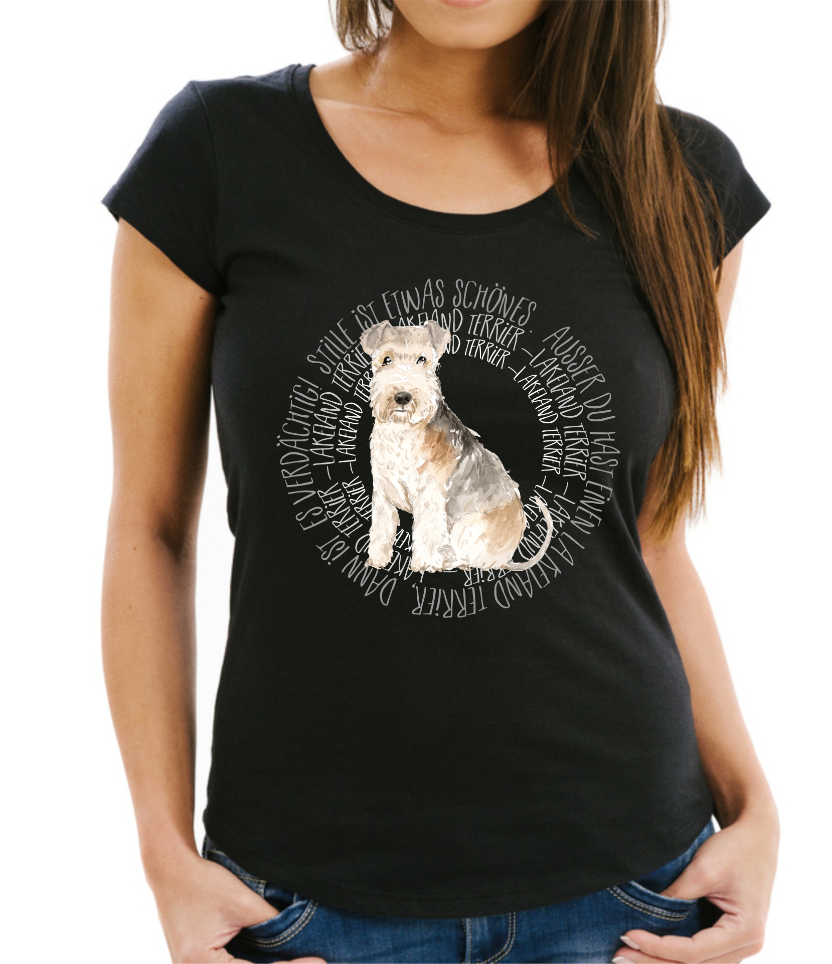 LAKELAND TERRIER DAMEN T-SHIRT CIRCLE Watercolor by SIVIWONDER