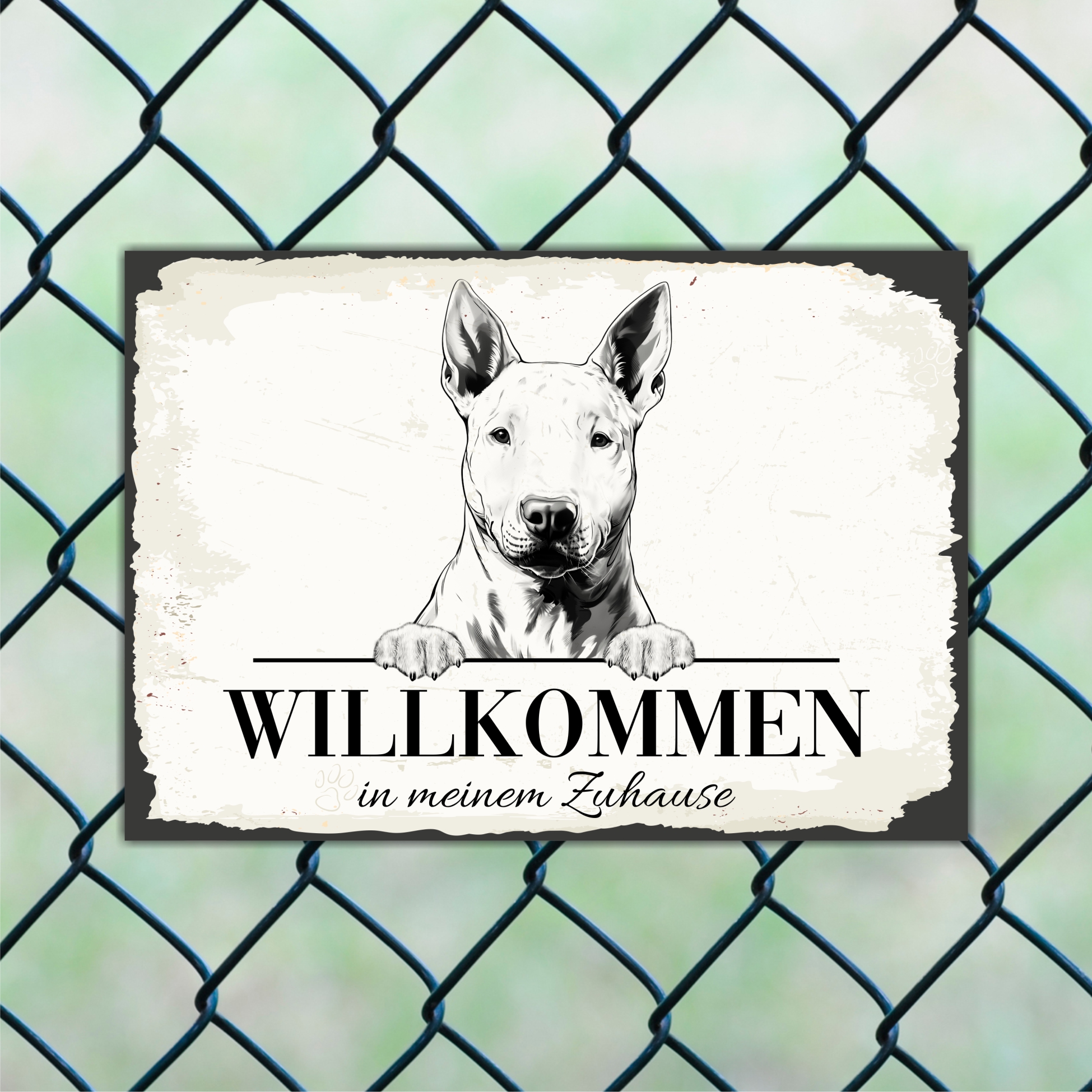 Hundeschild Willkommen Zuhause Bullterrier Bully Schild Achtung Spruch
