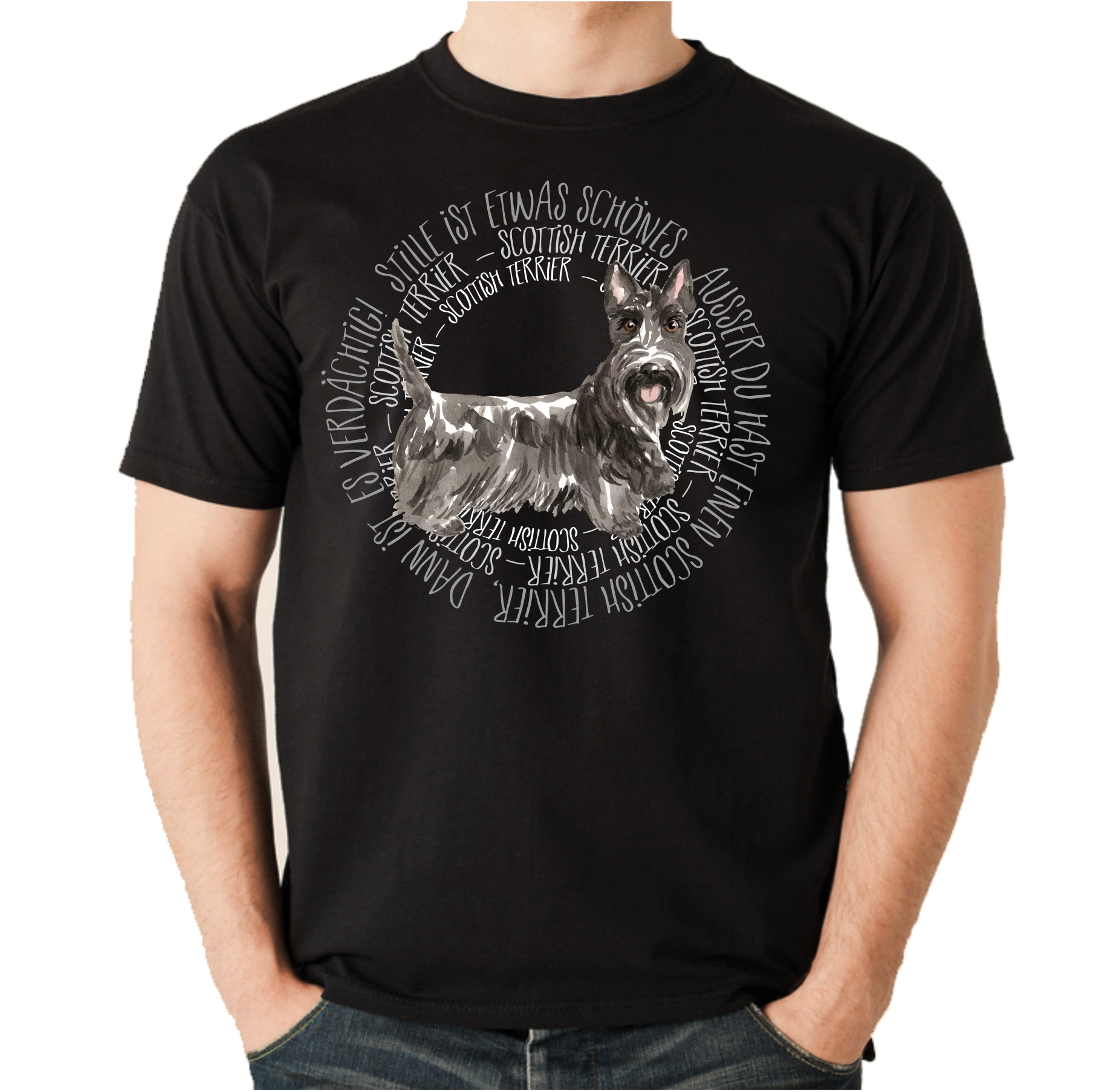 SCOTTISH TERRIER UNISEX T-SHIRT CIRCLE Watercolor by SIVIWONDER