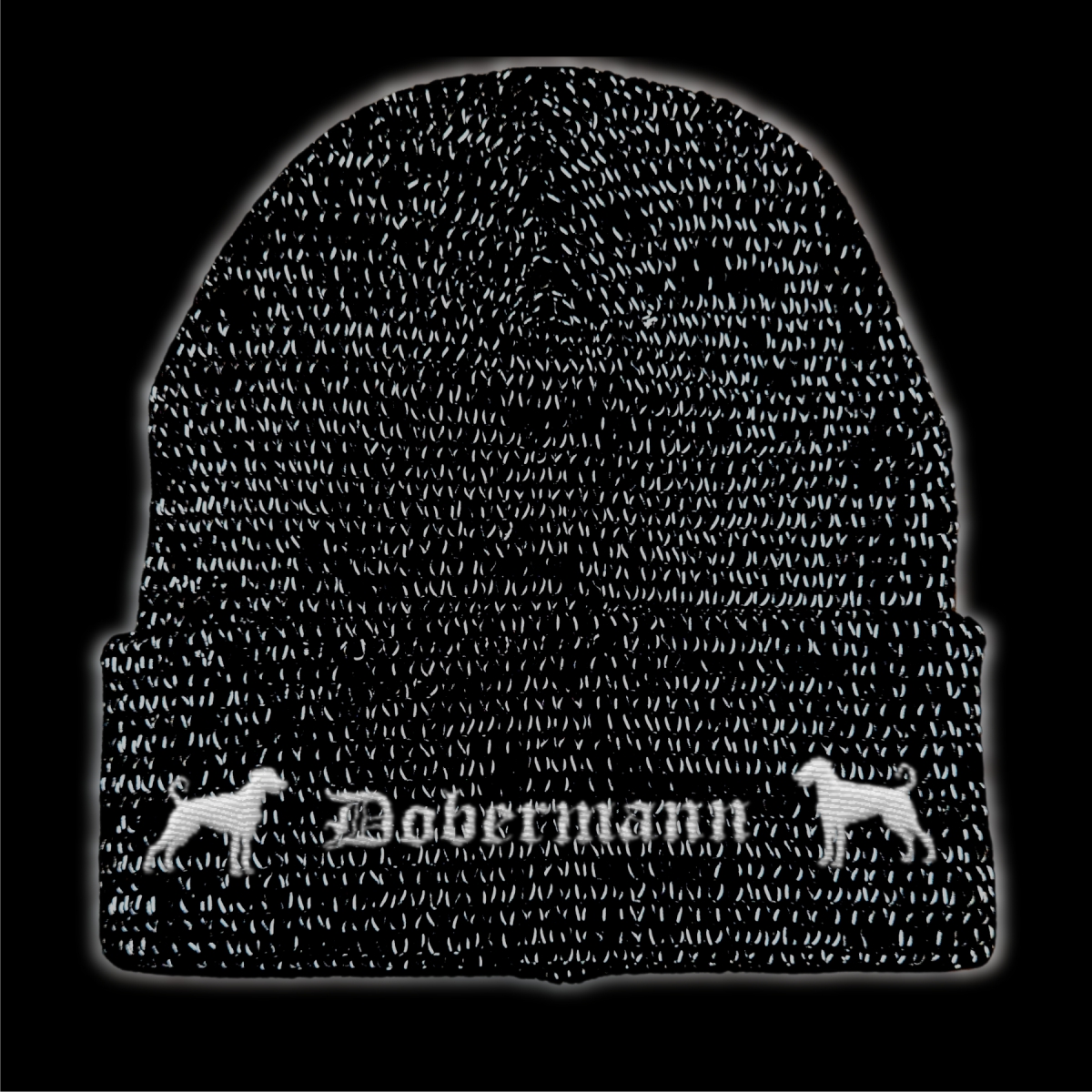 Bad Dobermann reflektierende Mütze Stickerei Hund Winter Strickmütze reflex Beanie warm