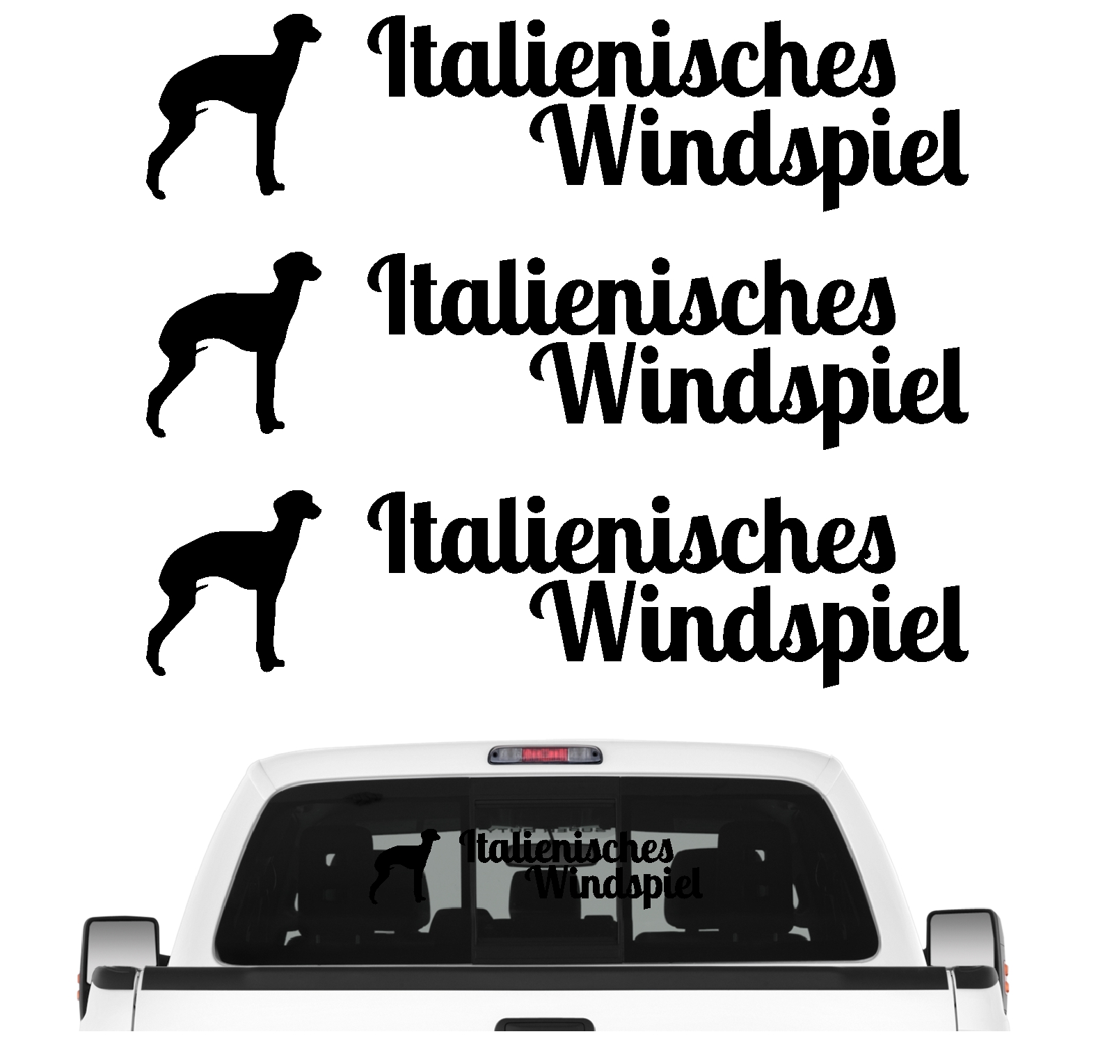 Italienisches Windspiel 	Italian Greyhound Piccolo Levriero Italiano Dog 3er Set  AUTOAUFKLEBER Aufkleber Hunde Hundemotiv by SIVIWONDER