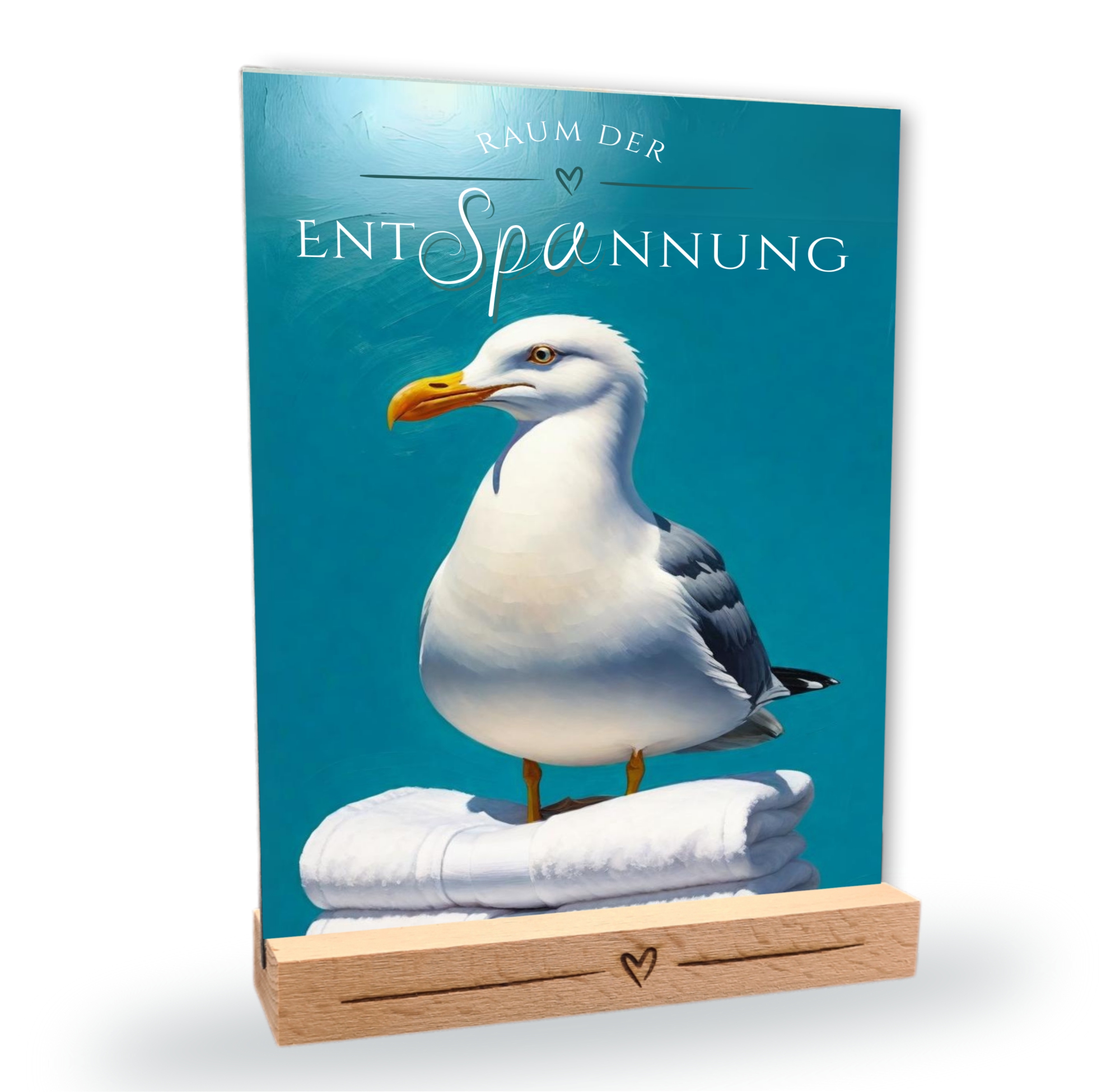 Möwe Meer Strand Schild Wellness Handtuch Entspannung  Schild