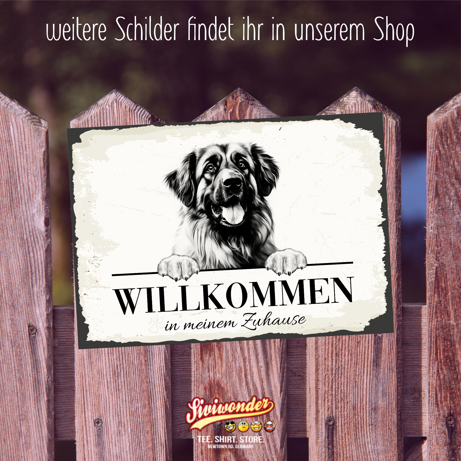 Hundeschild Willkommen Zuhause  Leonberger Leo Schild Achtung Spruch