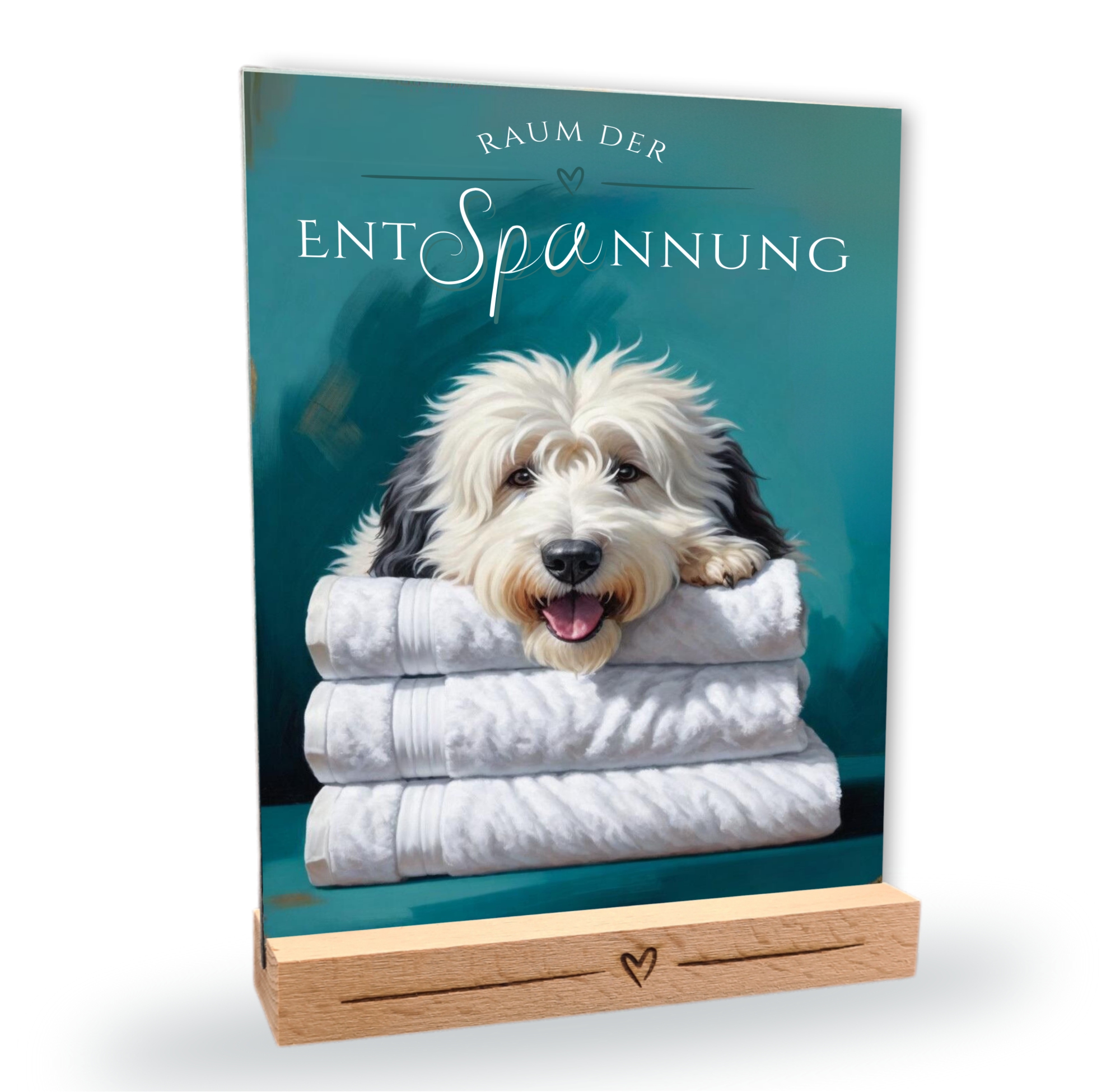 Hundeschild Deko Badezimmer Wellness Bobtail  Schild Spruch