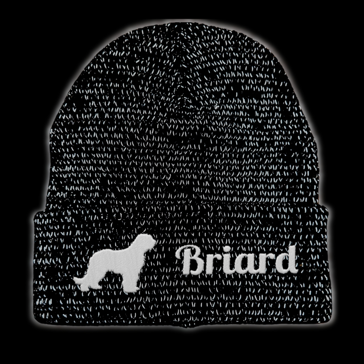 Briard reflektierende Mütze Stickerei Hund Winter Strickmütze reflex Beanie warm