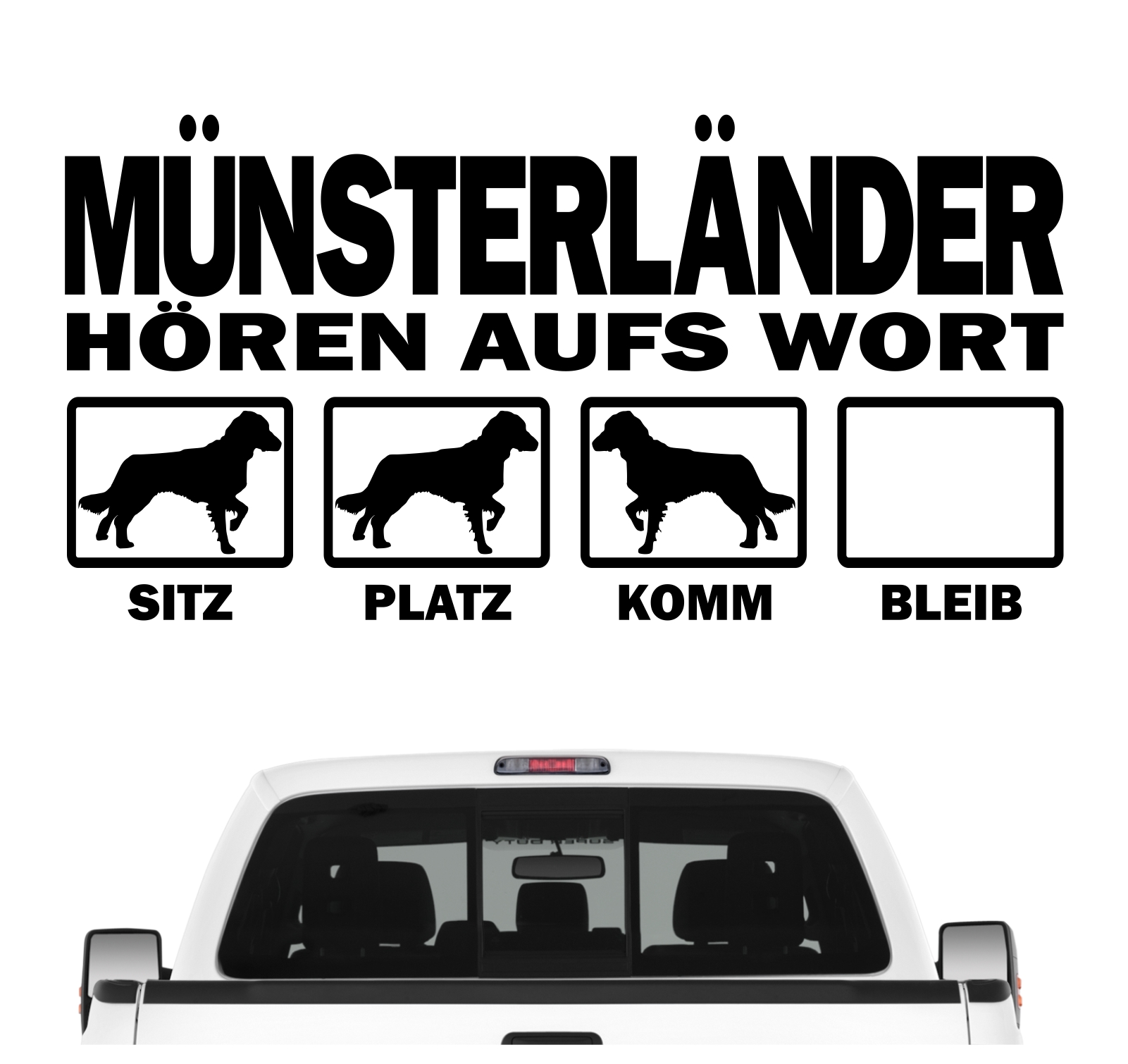 Münsterländer kleiner großer Vorstehhund Jagd Jagdhund Hört aufs Wort Hunde Aufkleber Sticker Autoaufkleber Wandtattoo Tattoo