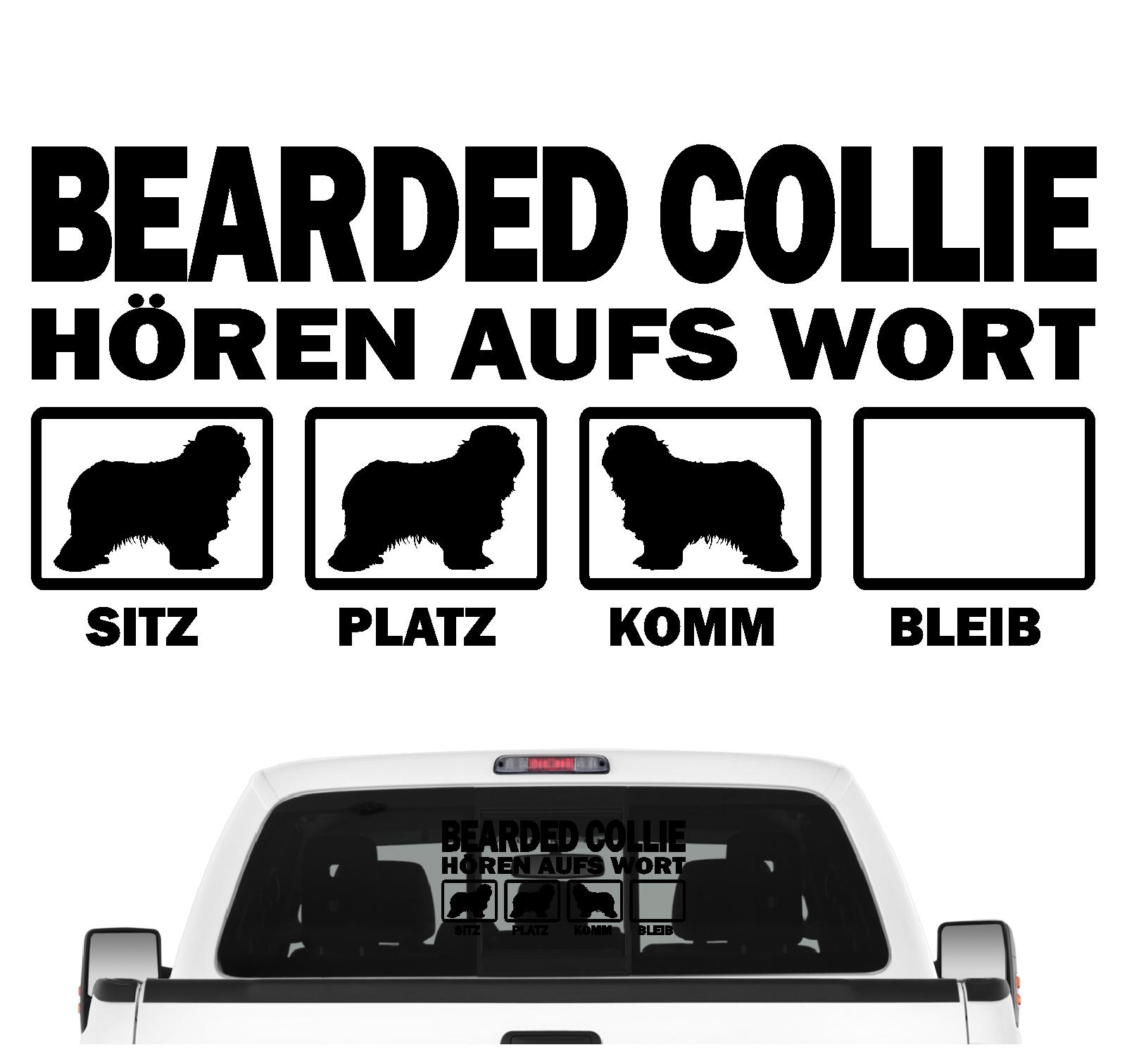 Bearded Collie Beardie Argle Bargle Highland Collie Dog  Hört aufs Wort Hunde Aufkleber Sticker Autoaufkleber