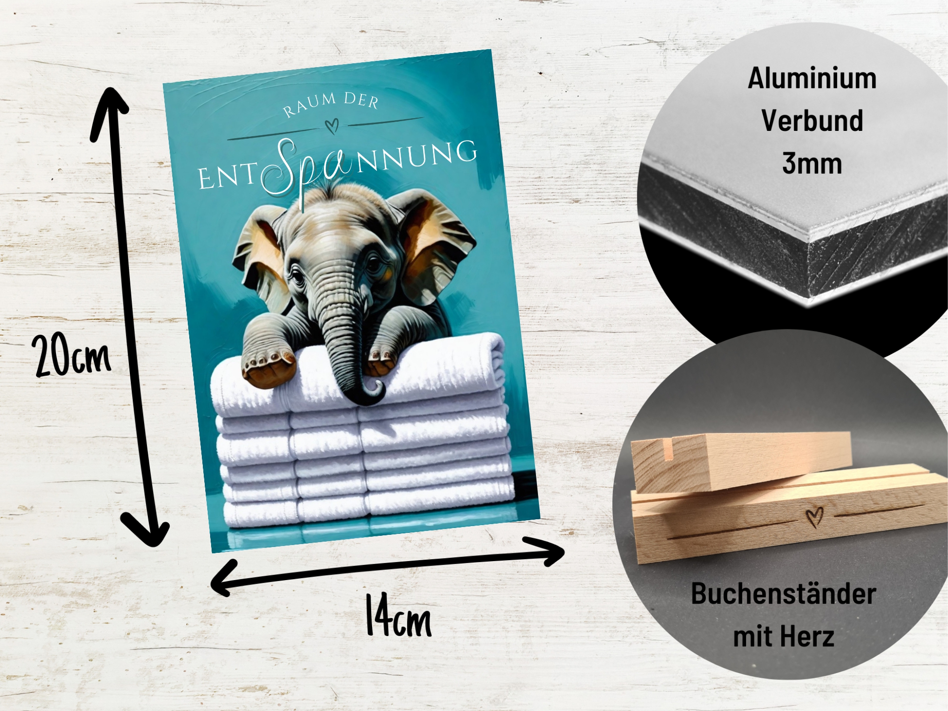 Elefant Elefanten Schild Wellness Handtuch Entspannung  Schild Spruch