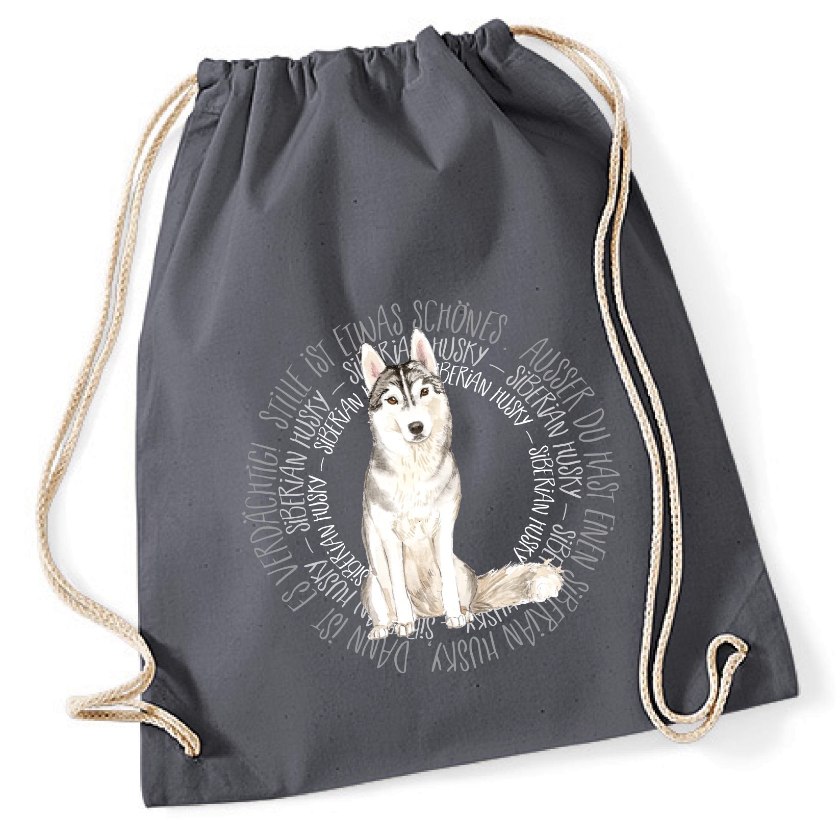 SIBERIAN HUSKY TURNBEUTEL CIRCLE Watercolor by SIVIWONDER