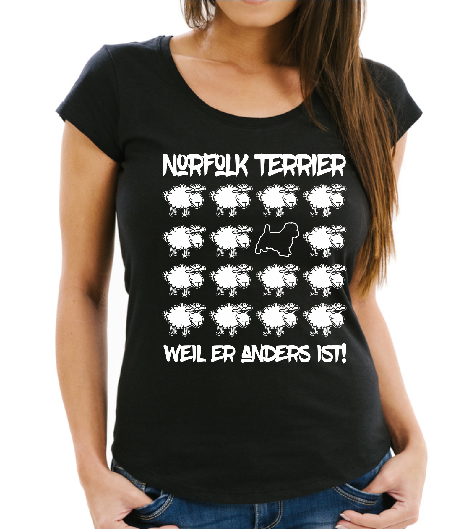 NORFOLK TERRIER DAMEN T-SHIRT BLACK SHEEP by SIVIWONDER