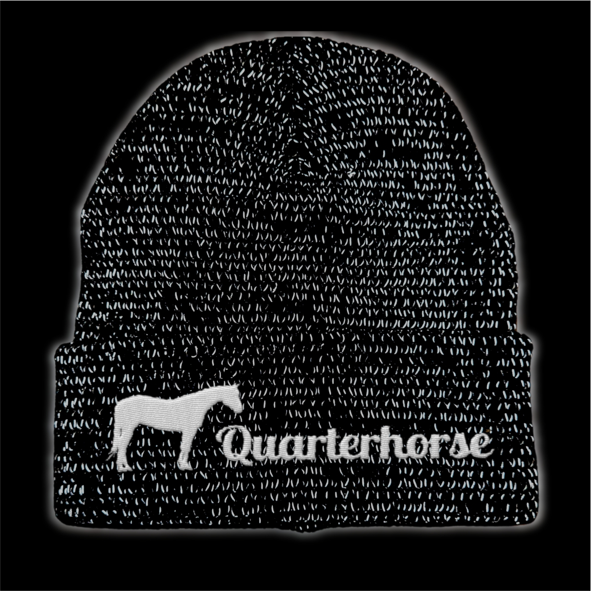 Quarterhorse reflektierende Mütze Stickerei Pferd Winter Strickmütze reflex Beanie warm