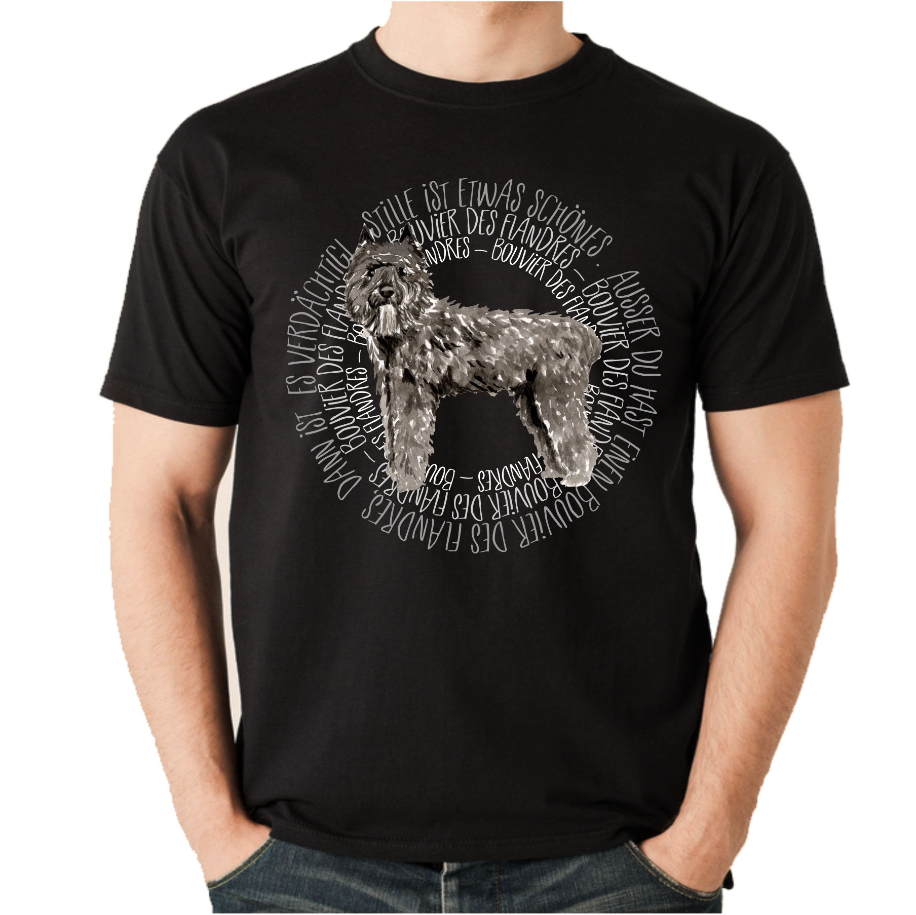 BOUVIER DES FLANDRES UNISEX T-SHIRT CIRCLE Watercolor by SIVIWONDER