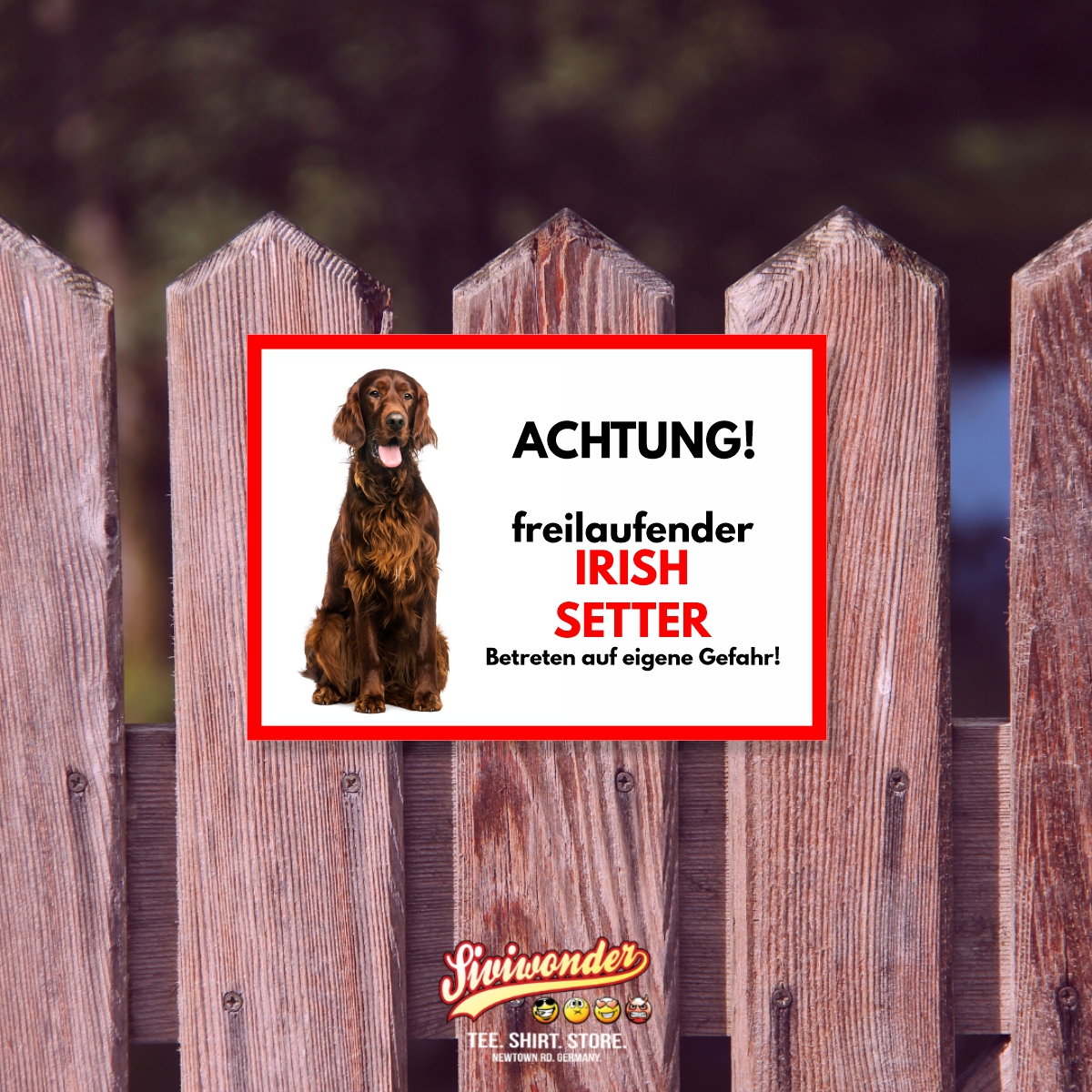 Irish Setter Freilaufender Hund Dog Schild Spruch Türschild Hundeschild Warnschild