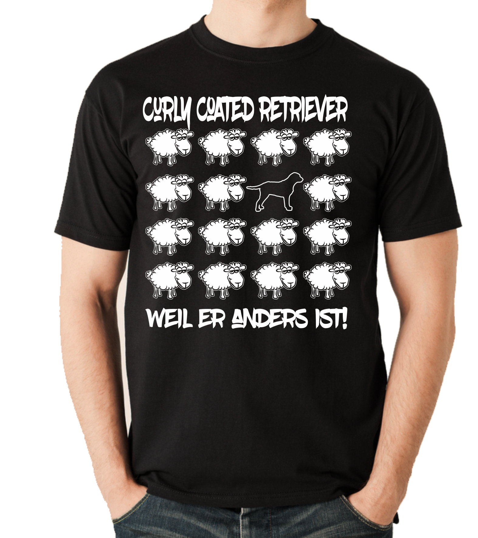 CURLY COATED RETRIEVER UNISEX T-SHIRT BLACK SHEEP by SIVIWONDER