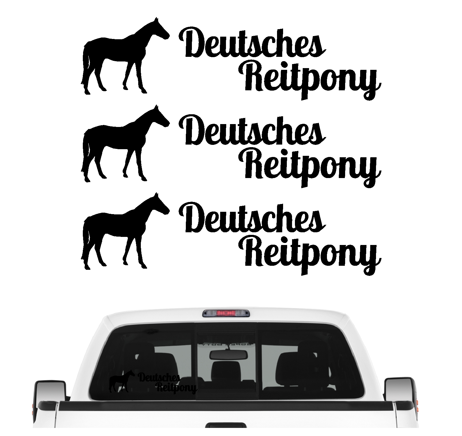 Deutsches Reitpony Pony Aufkleber 3er Set Pferdeaufkleber Pferd reiten Auto Folie