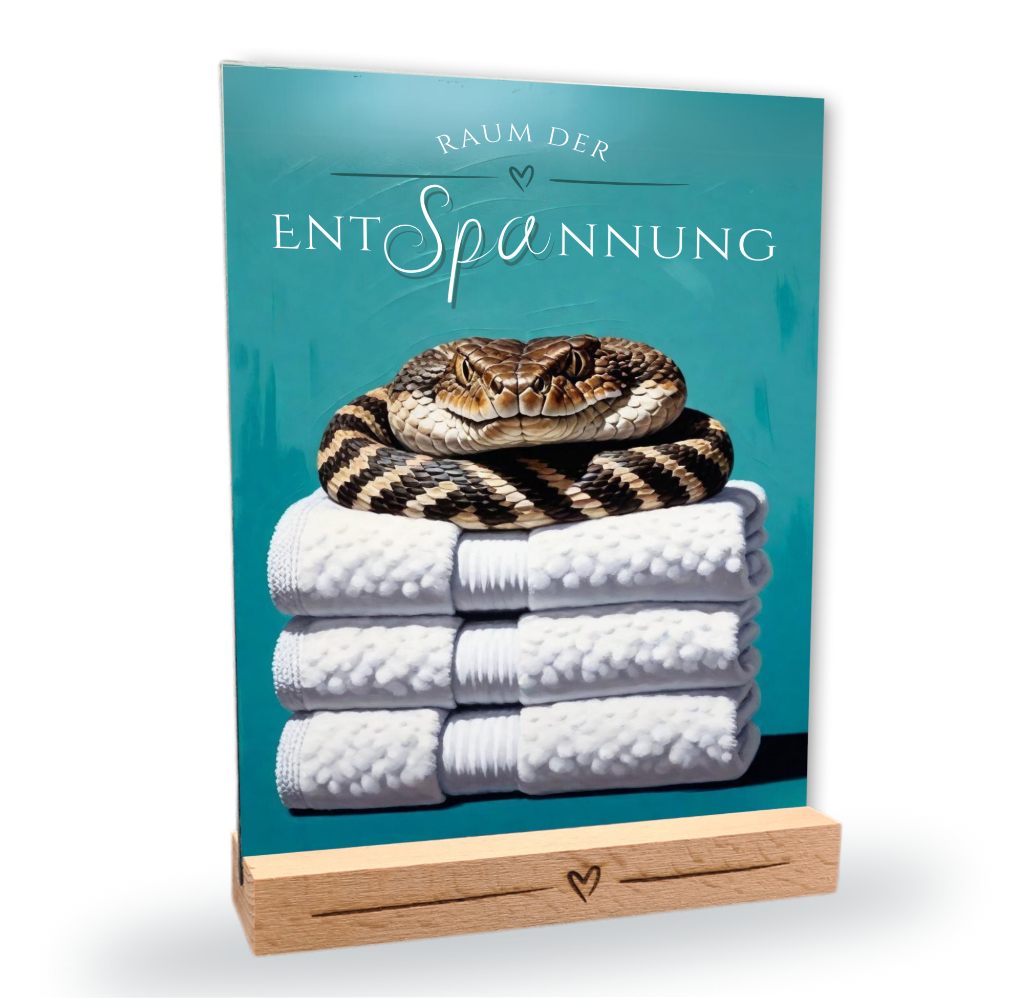 Schlange Rattlesnake  Schild Wellness Handtuch Entspannung  Schild Spruch