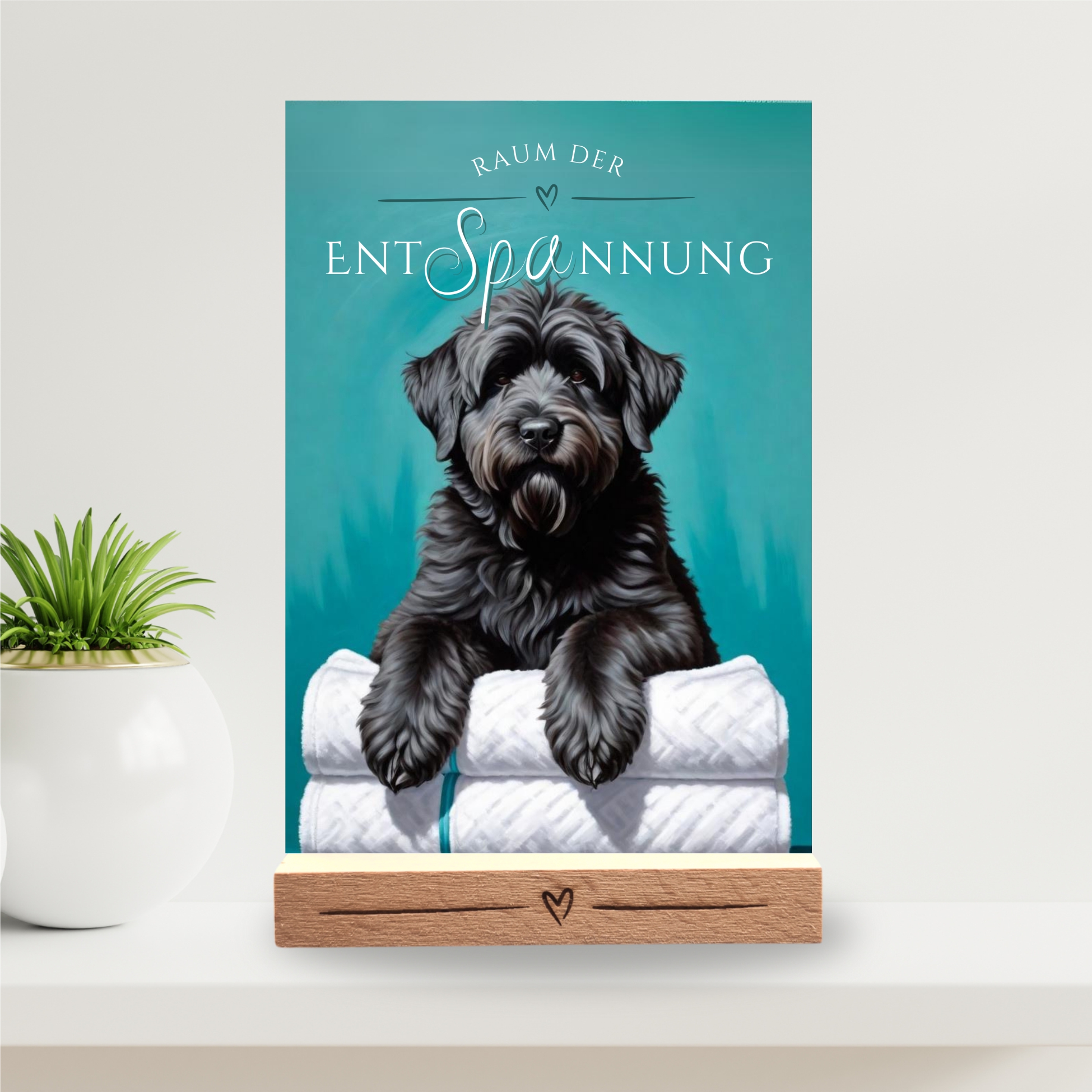 Hundeschild Deko Badezimmer Wellness Bouvier des Flandres  Schild Spruch