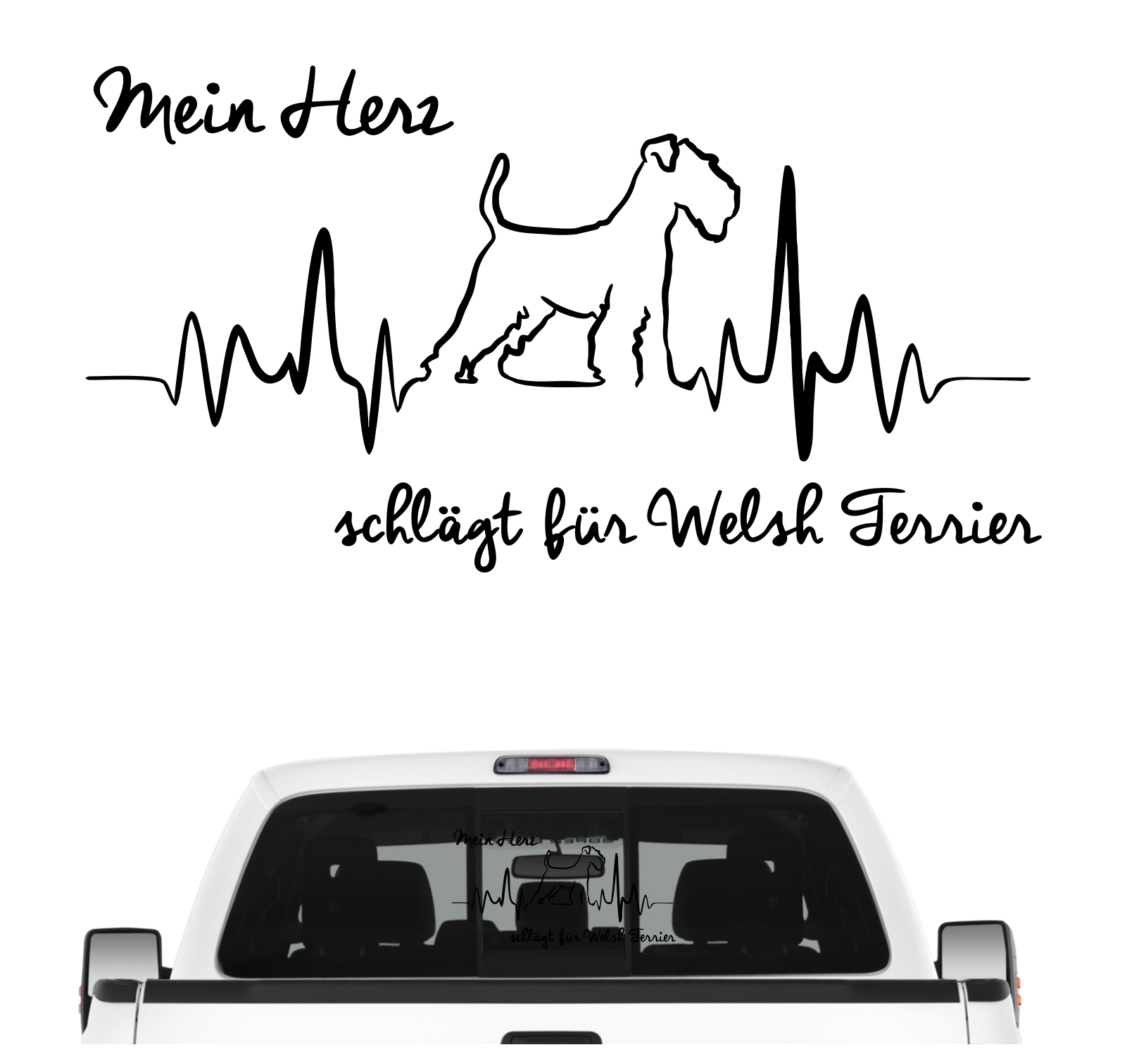 Welsh Terrier Welshie WT Aufkleber Auto Herz Heartbeat Hundeaufkleber Hunde Folie