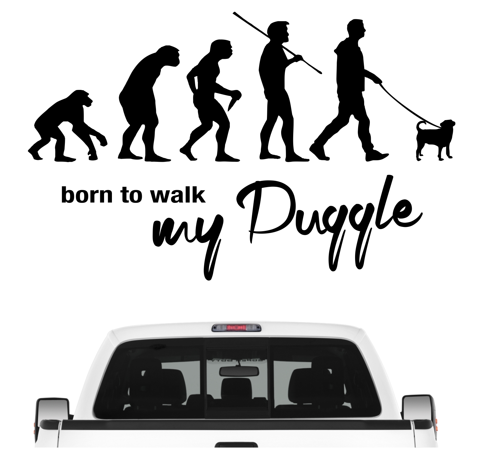 Puggle Mops Beagle Mix Mischling Designerhund Evolution Born to Walk Hunde Aufkleber Sticker Autoaufkleber Wandtattoo Tattoo