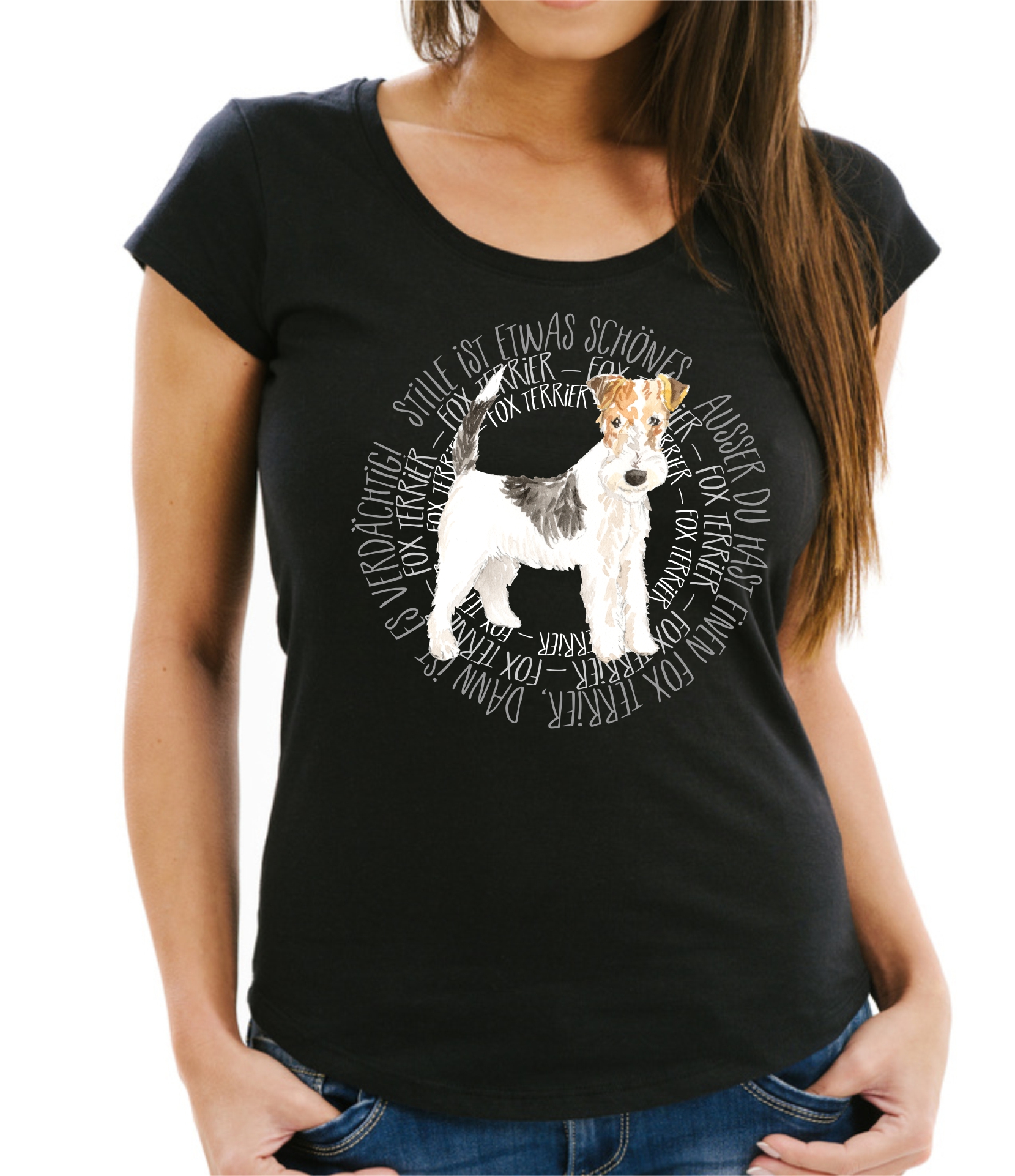FOXTERRIER DAMEN T-SHIRT CIRCLE Watercolor by SIVIWONDER