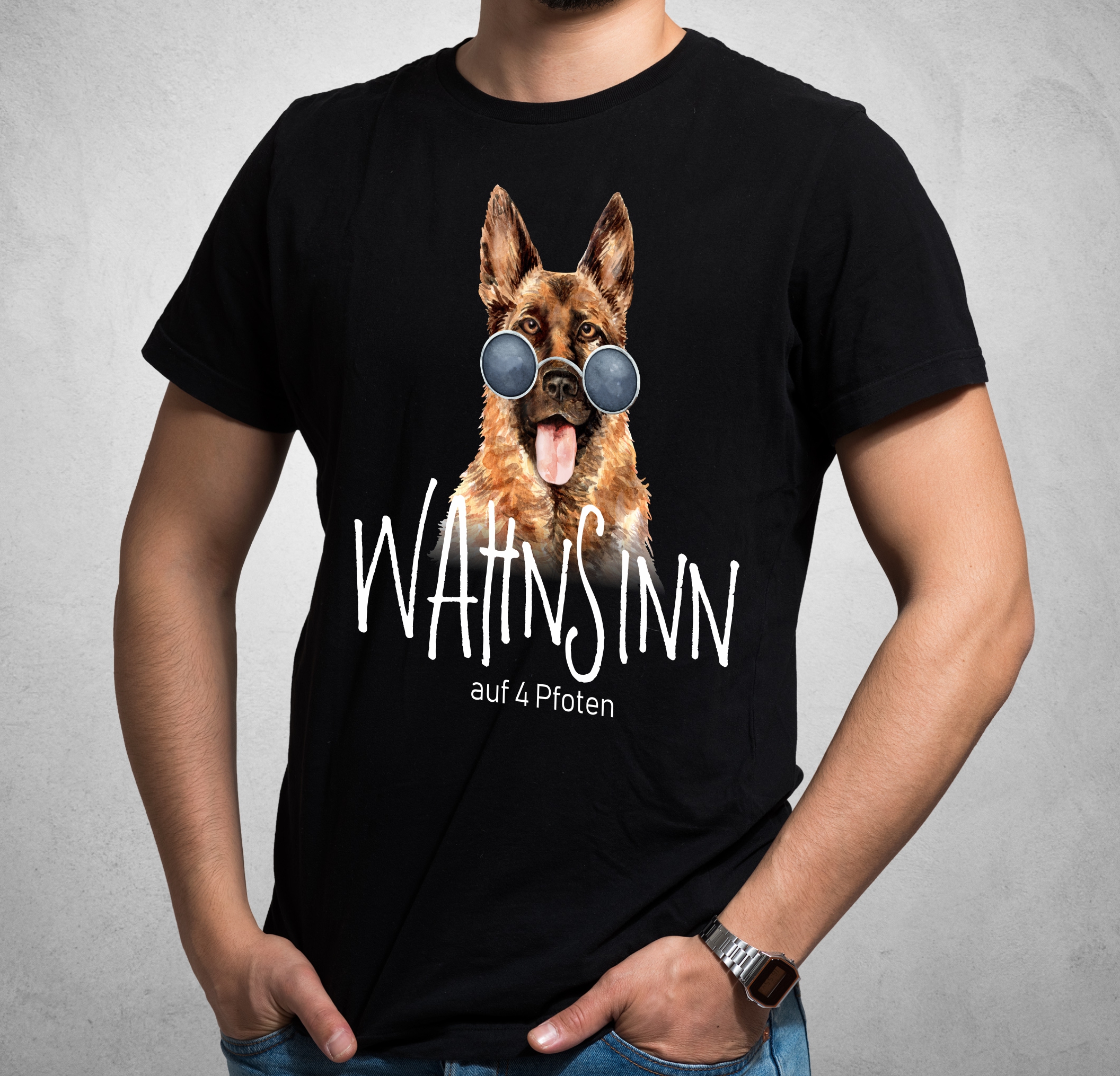 Deutscher Schäferhund Wahnsinn 4 Pfoten UNISEX T-SHIRT Motiv by SIVIWONDER