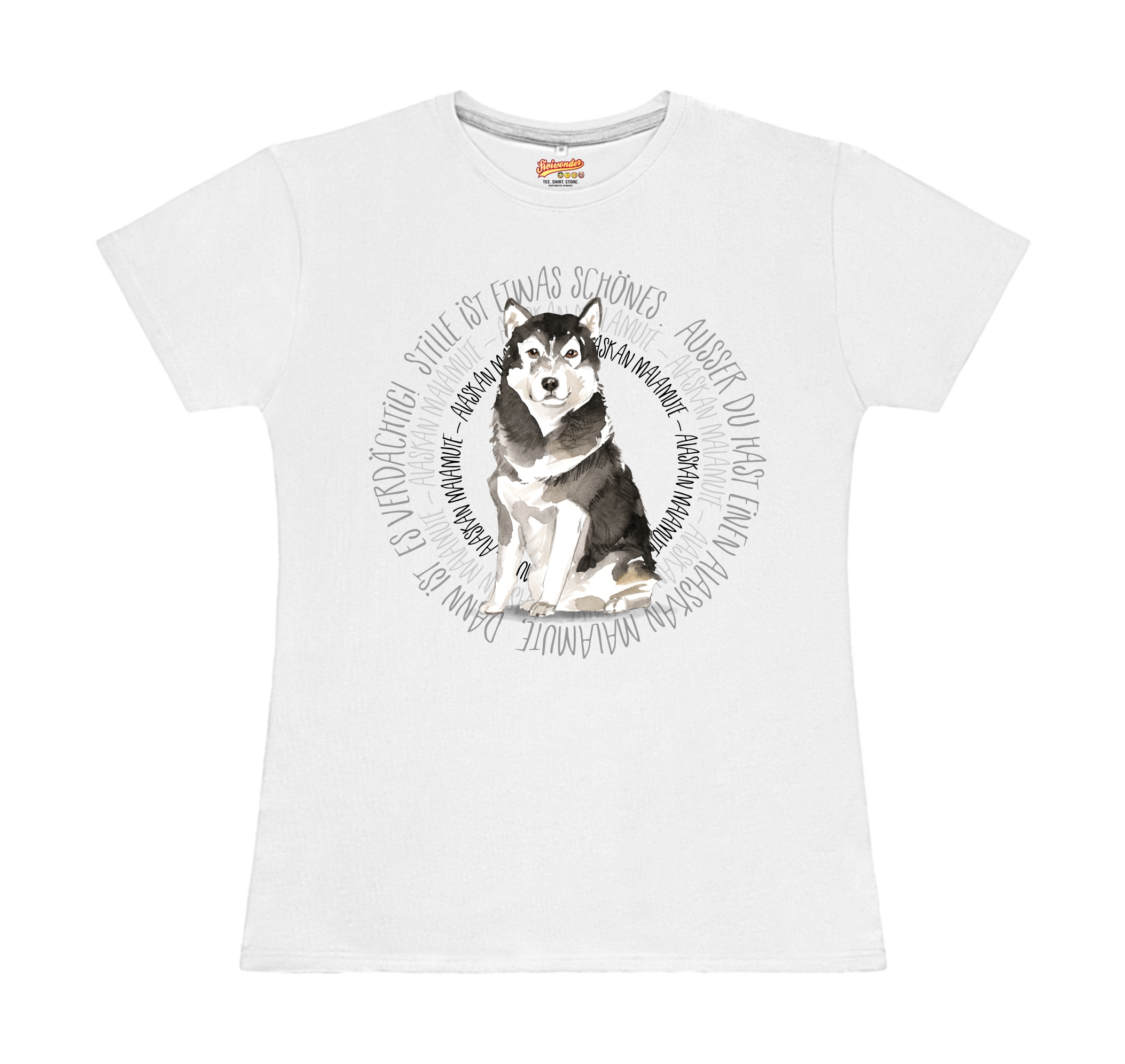 ALASKAN MALAMUTE DAMEN T-SHIRT CIRCLE Watercolor by SIVIWONDER