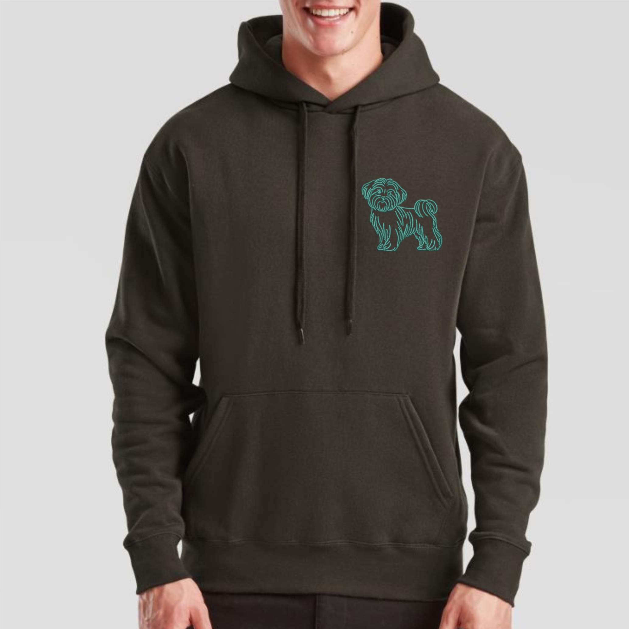 Hoodie Malteser Maltese gestickt Hund wählbare Stickerei kuschelig Stickerei personalisiert