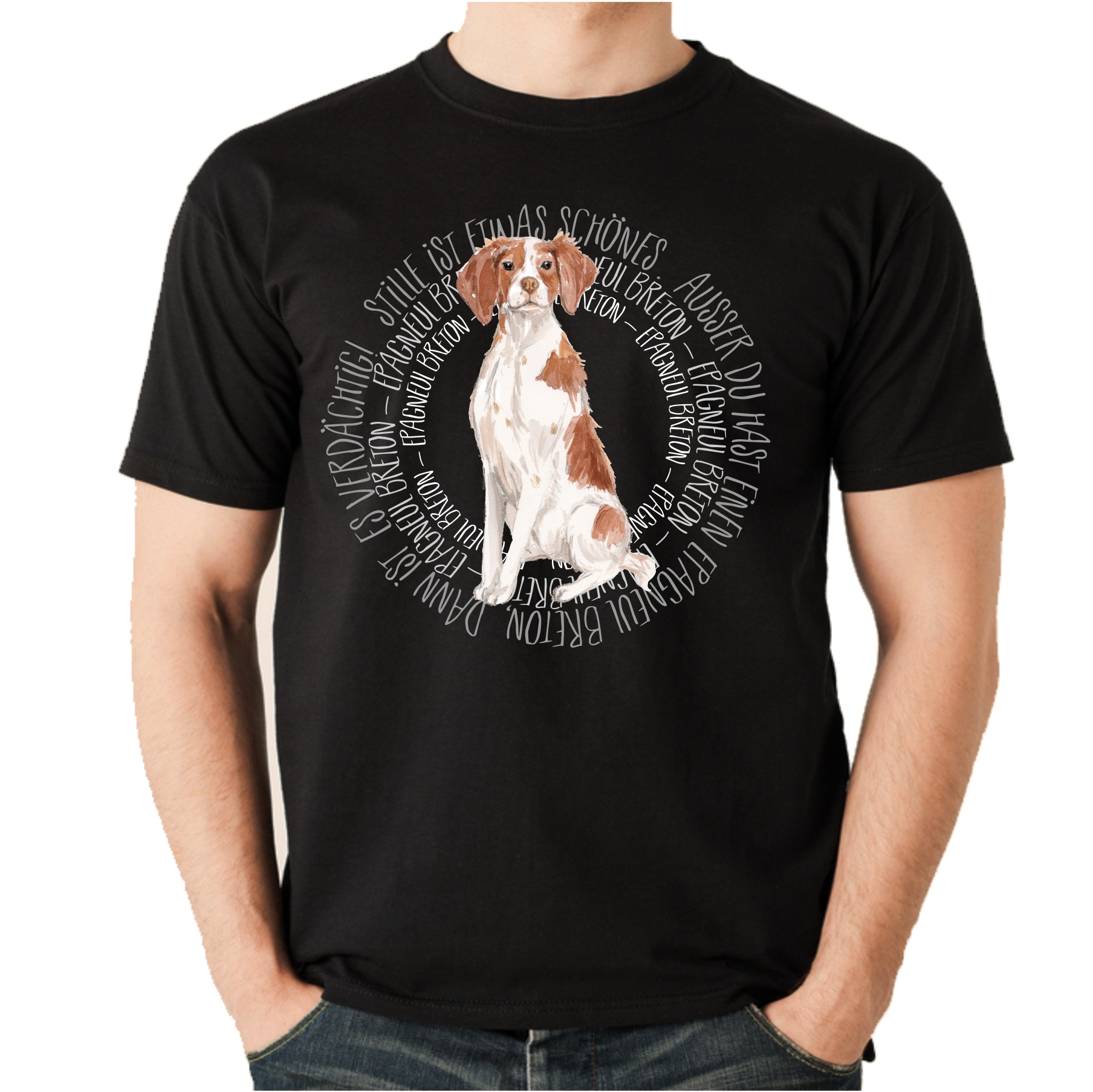 EPAGNEUL BRETON UNISEX T-SHIRT CIRCLE Watercolor by SIVIWONDER