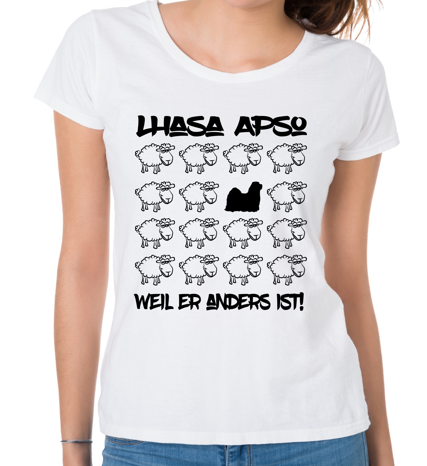 LHASA APSO  DAMEN T-SHIRT BLACK SHEEP by SIVIWONDER
