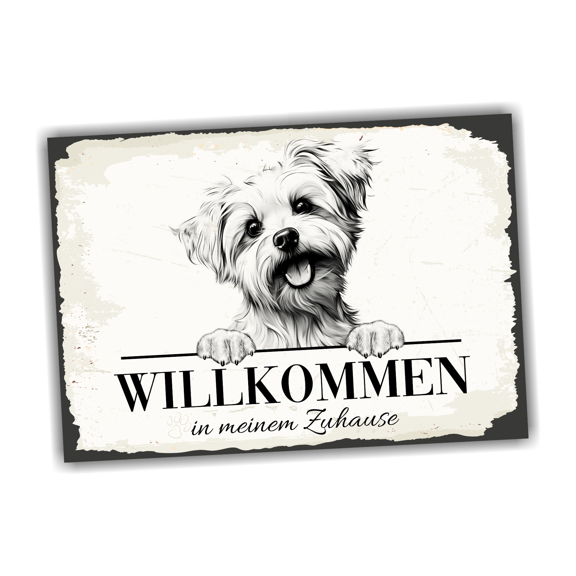 Hundeschild Willkommen Zuhause  Malteser Maltese Schild Achtung Spruch