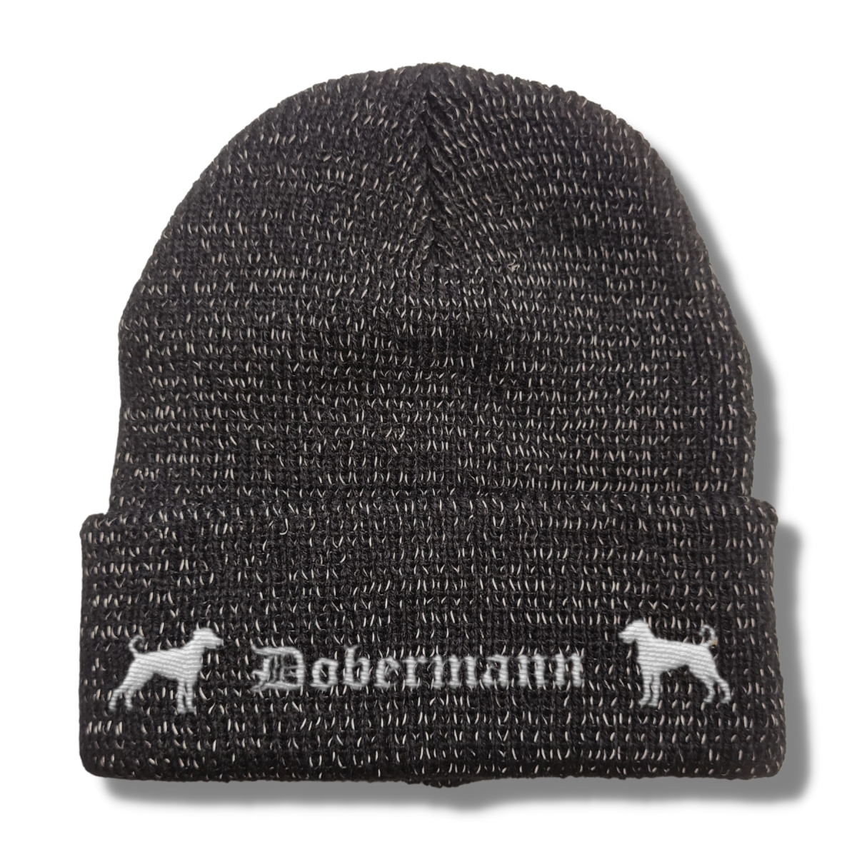 Bad Dobermann reflektierende Mütze Stickerei Hund Winter Strickmütze reflex Beanie warm