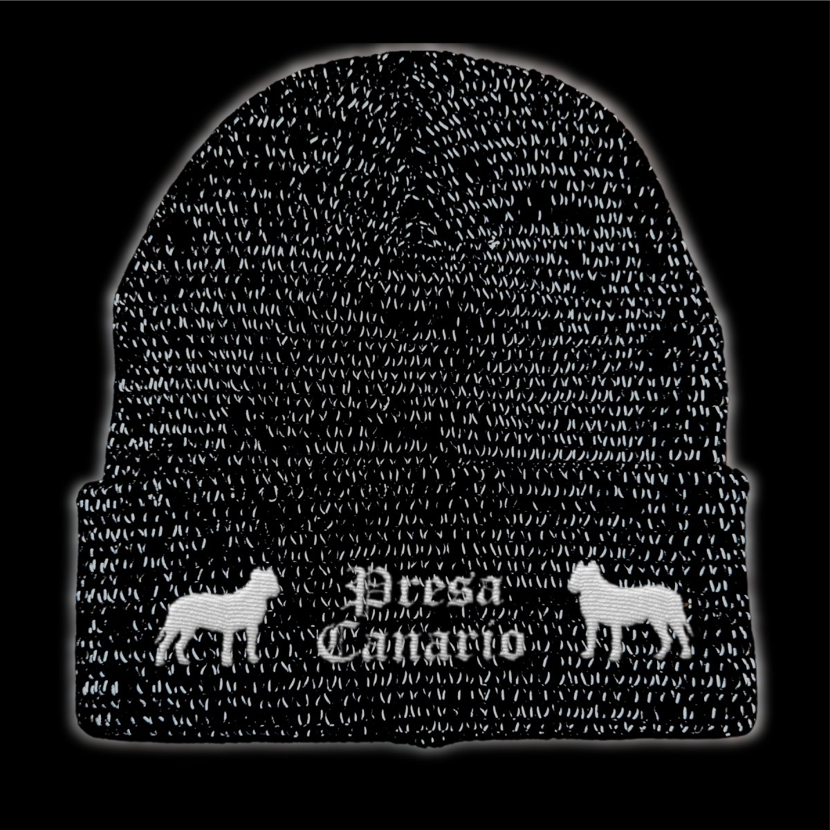 Bad Presa Canario reflektierende Mütze Stickerei Hund Winter Strickmütze reflex Beanie warm