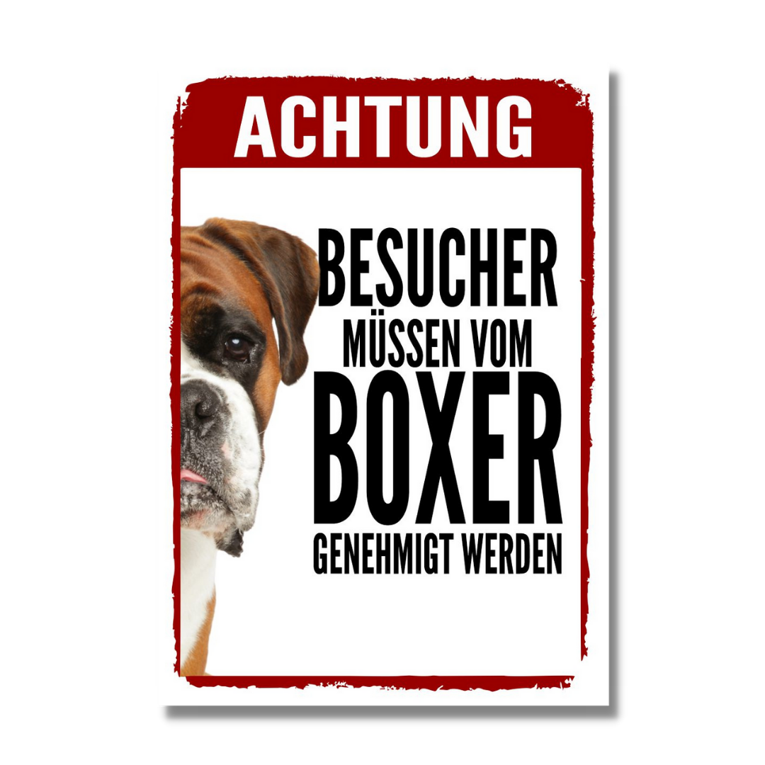 Boxer Genehmigung Dog Schild Spruch Türschild Hundeschild Warnschild