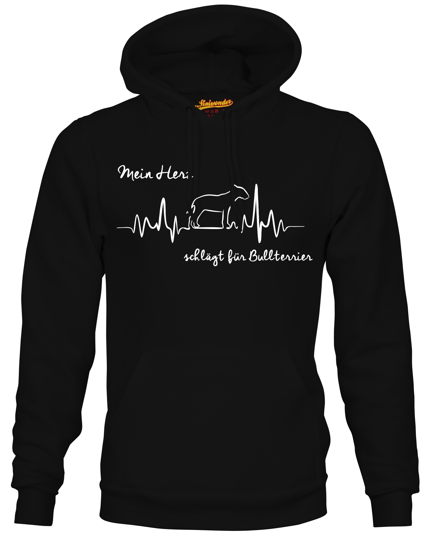 BULLTERRIER SWEATSHIRT HEARTBEAT EKG  Hund Hundemotiv Herz Hoodie Bully