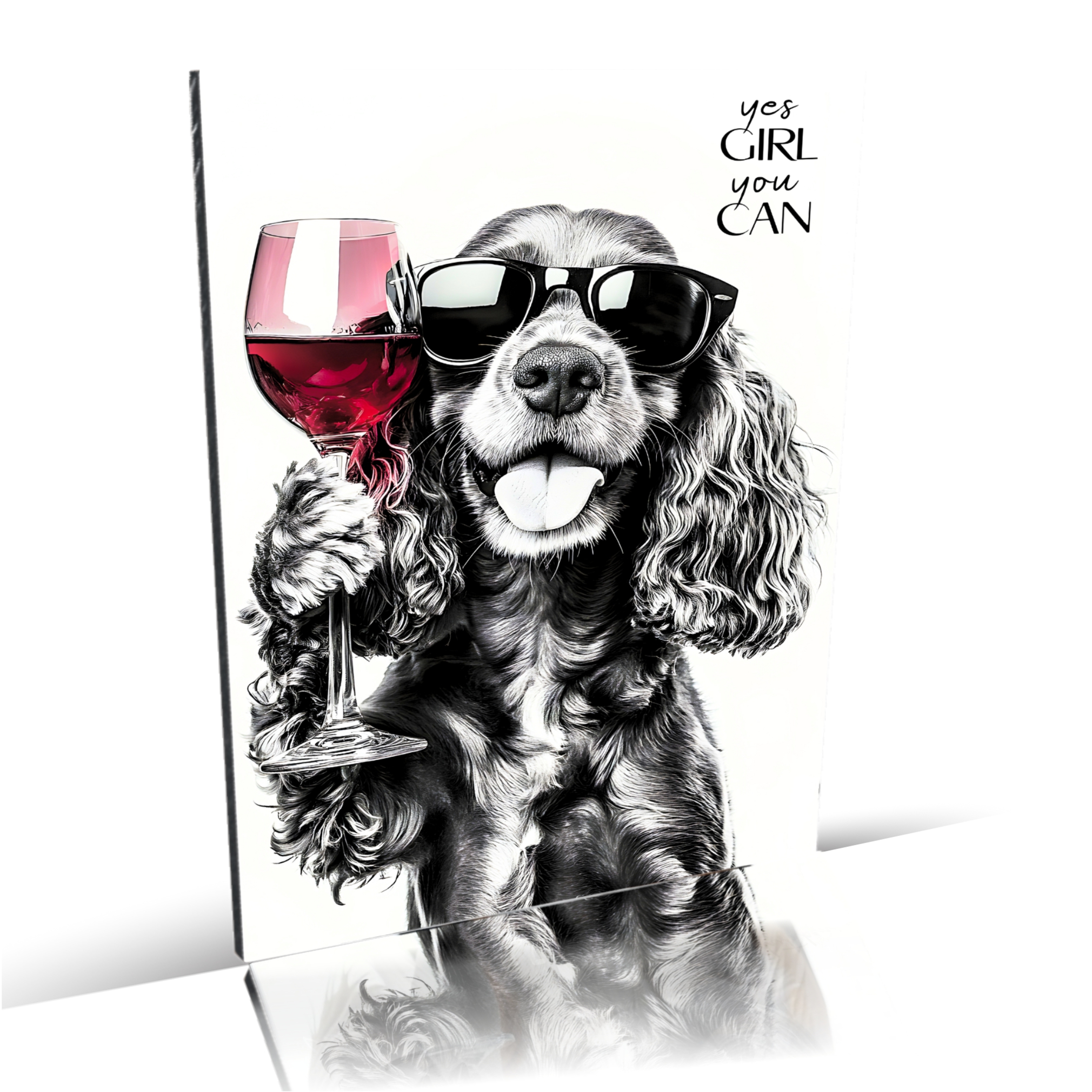 Schild Hund Cocker Spaniel Artprint Wein Spruch Deko Wanddekor Geschenkidee Weinliebhaber Quotes