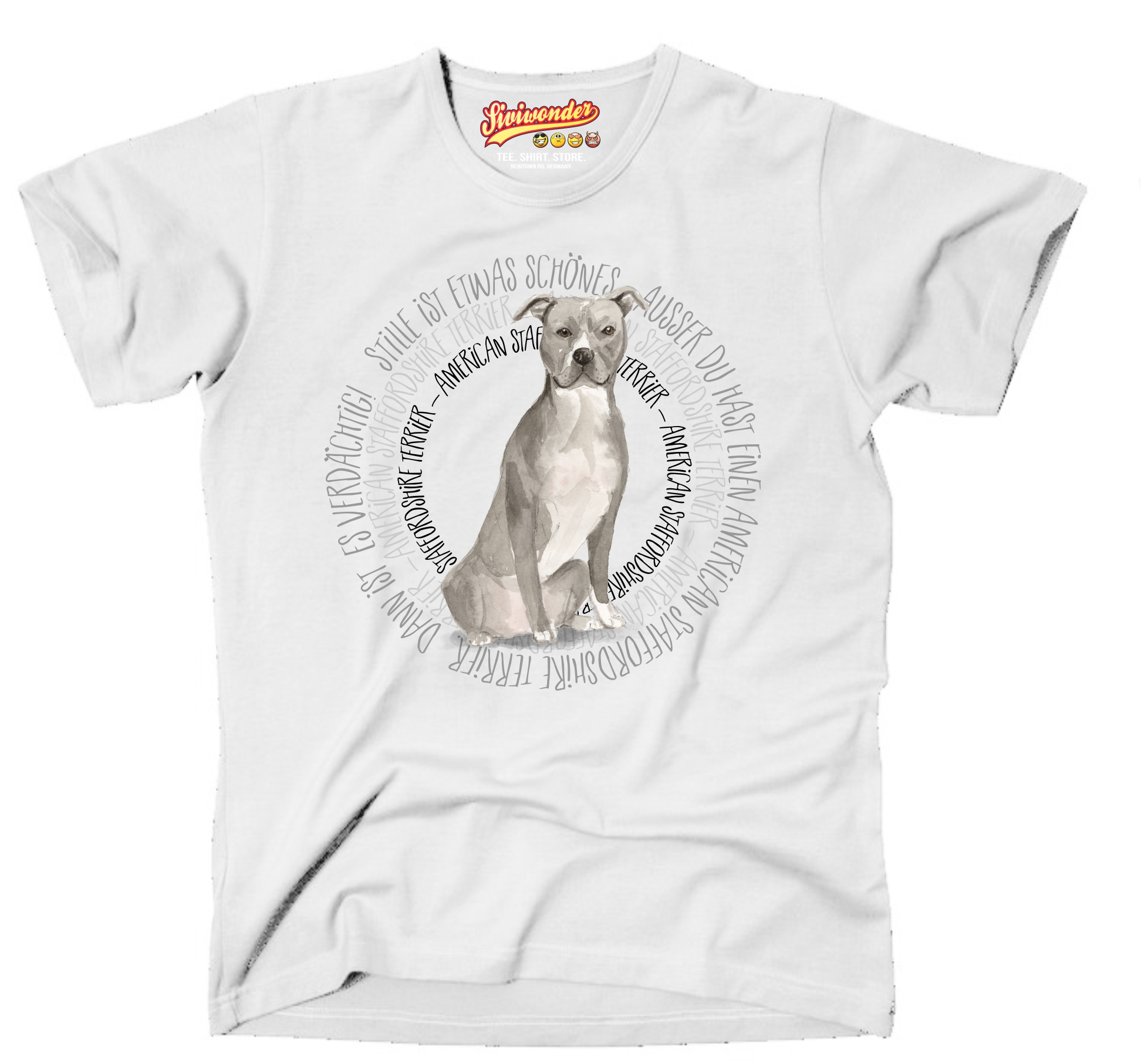 AMERCIAN STAFFORDSHIRE TERRIER UNISEX T-SHIRT CIRCLE Watercolor by SIVIWONDER