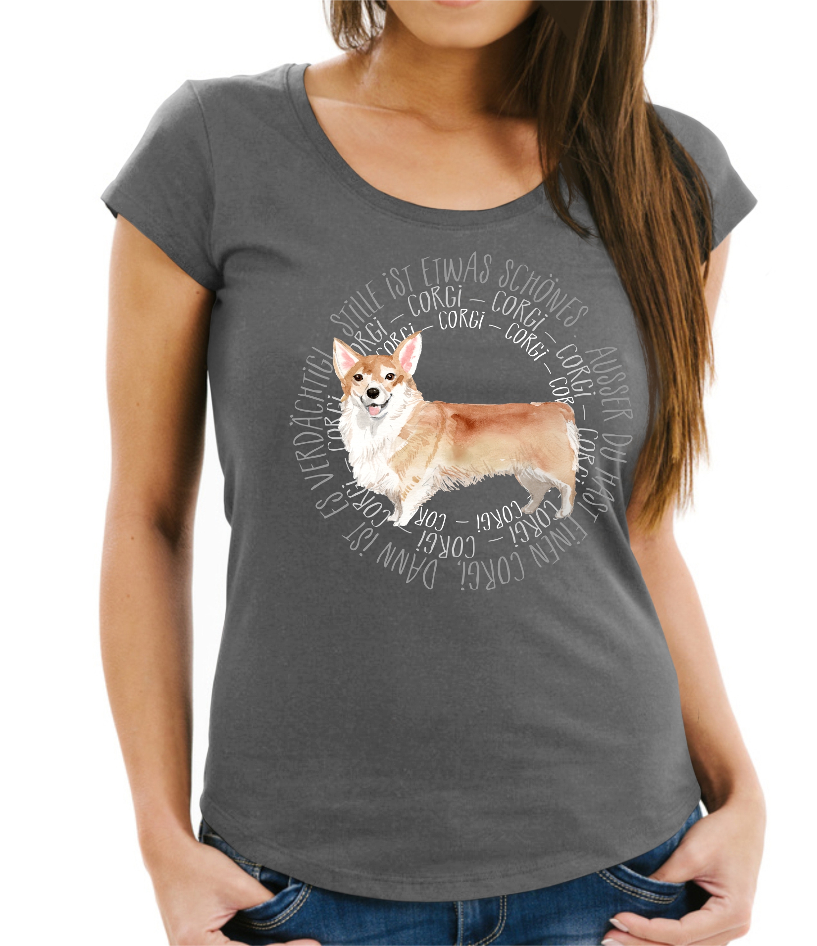 CORGI DAMEN T-SHIRT CIRCLE Watercolor by SIVIWONDER